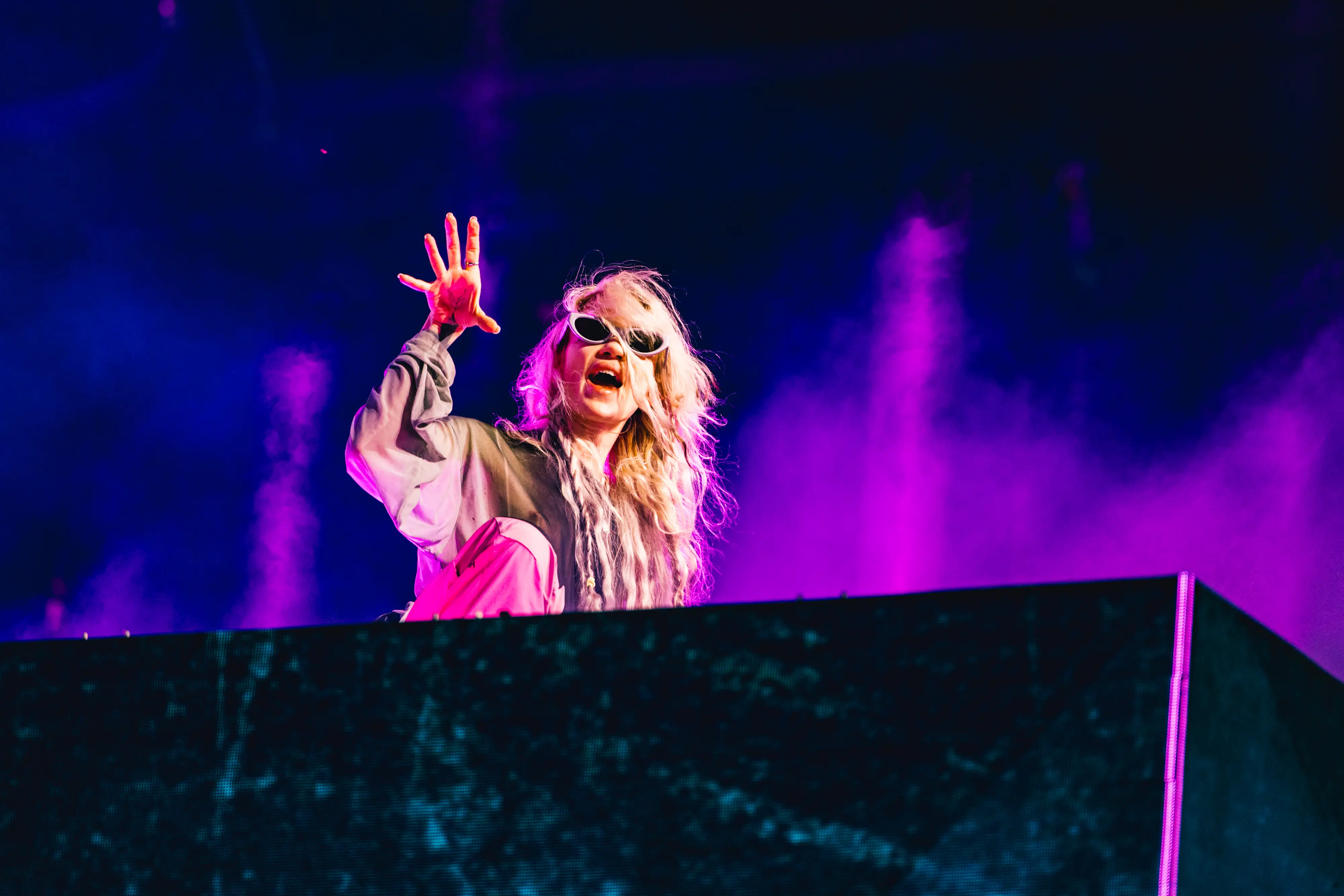 Grimes performing.