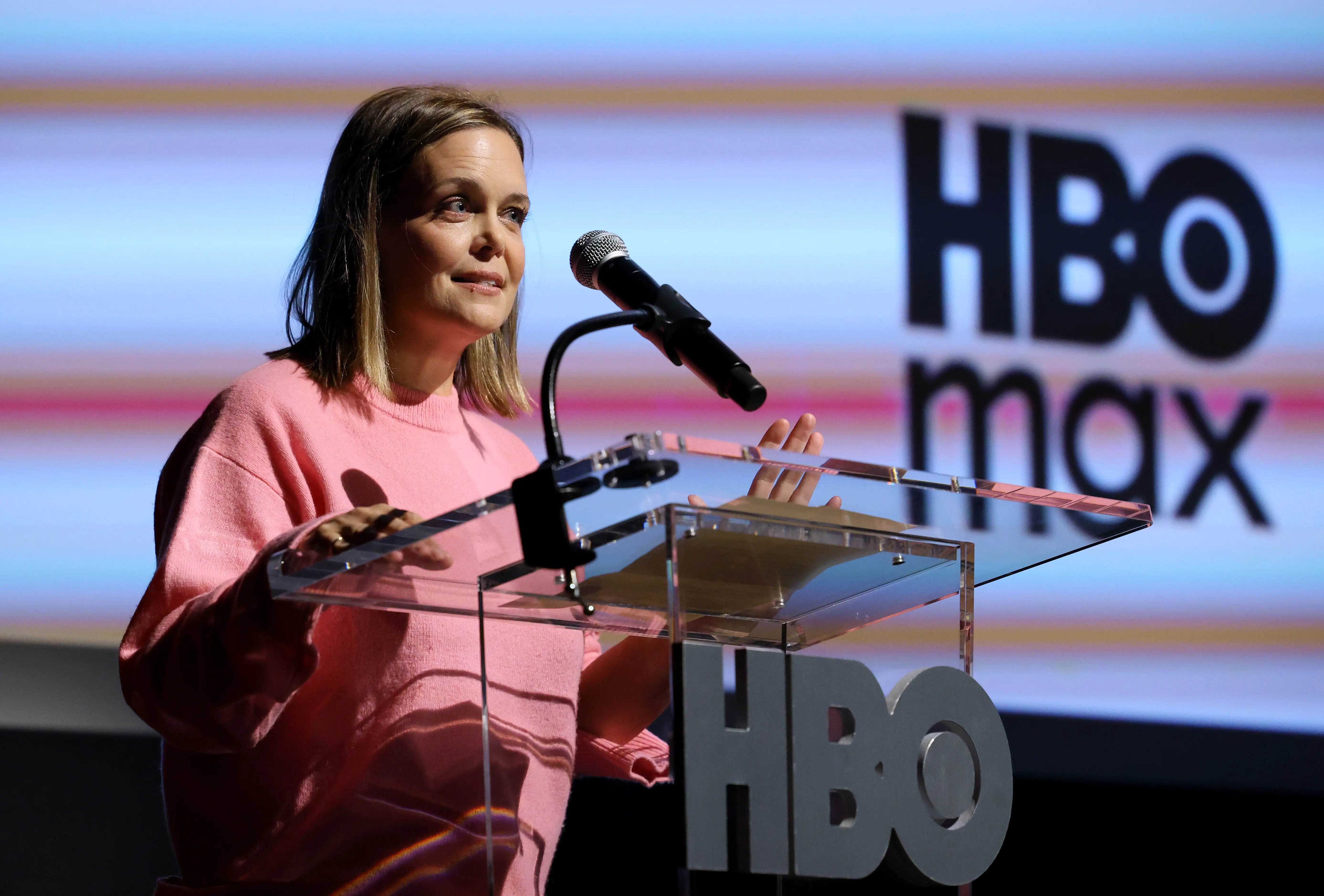 Amy Gravitt, EVP, HBO Programming, Head of HBO & Max Comedy Series speaks during the Los Angeles Premiere of HBO Original Series 