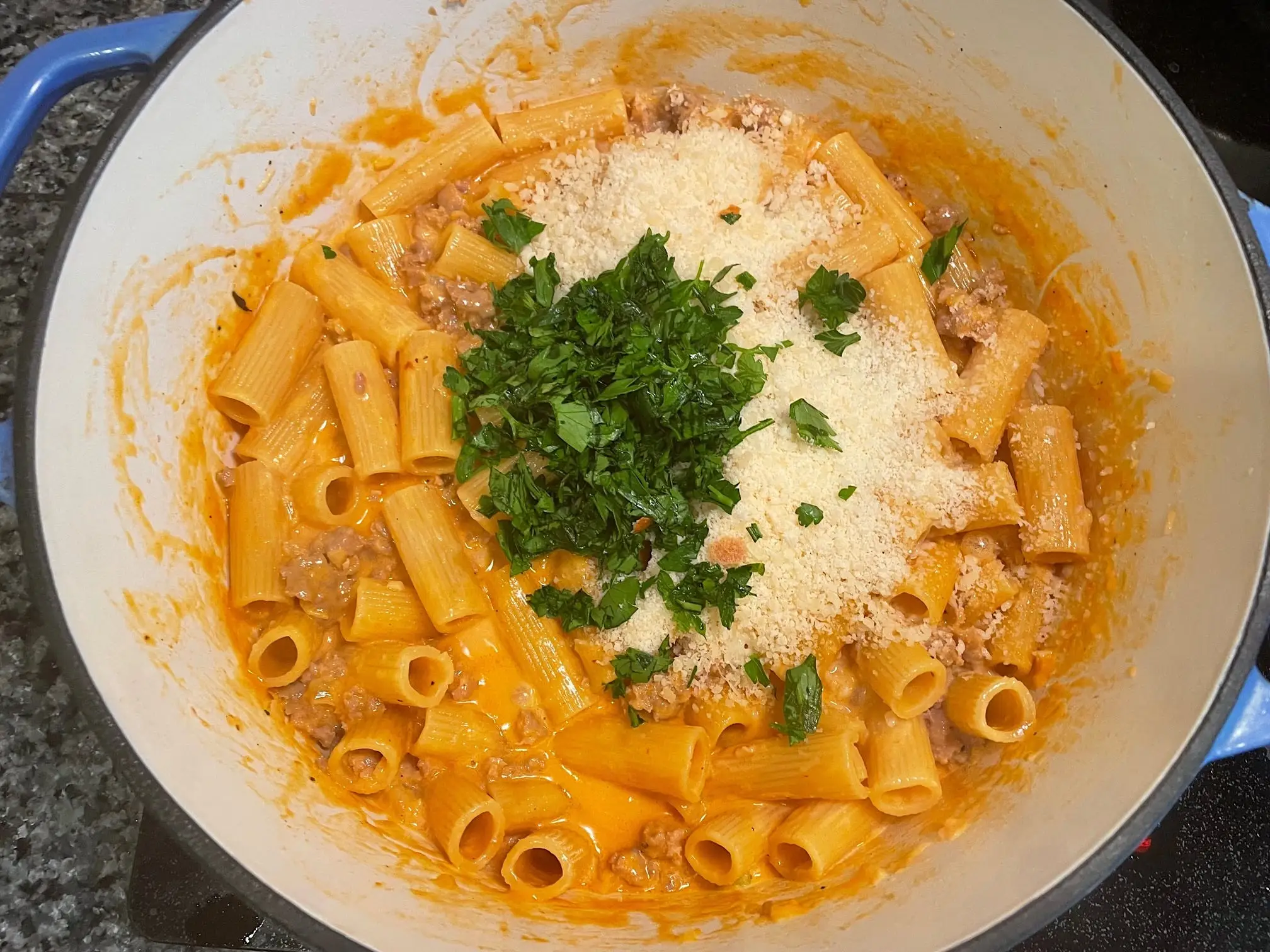 Making Ina Garten rigatoni pasta