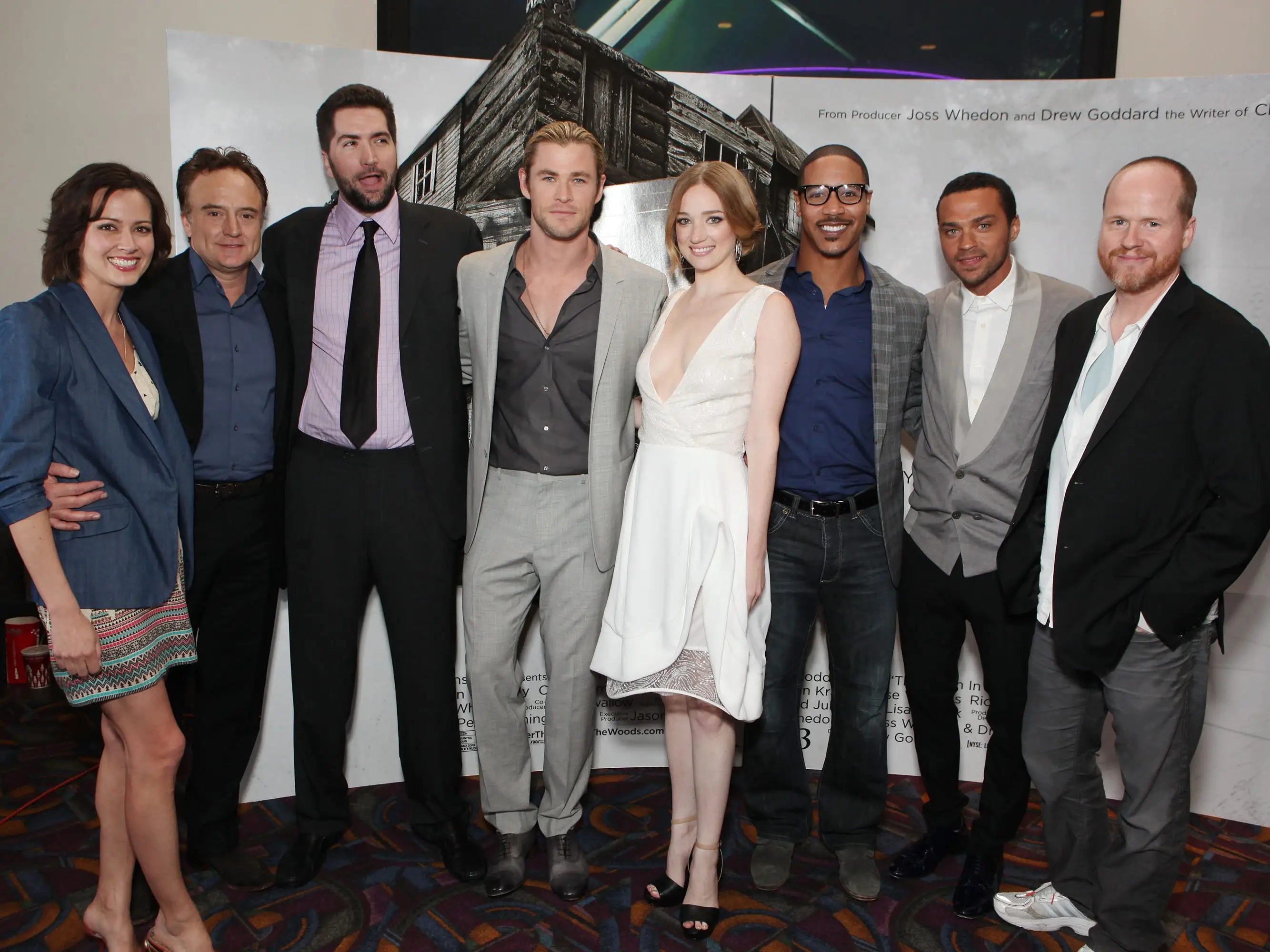 Amy Acker, Bradley Whitford, Director Drew Goddard, Chris Hemsworth, Kristen Connolly, Brian White, Jesse Williams, and Writer/Producer Joss Whedon at Lionsgate's