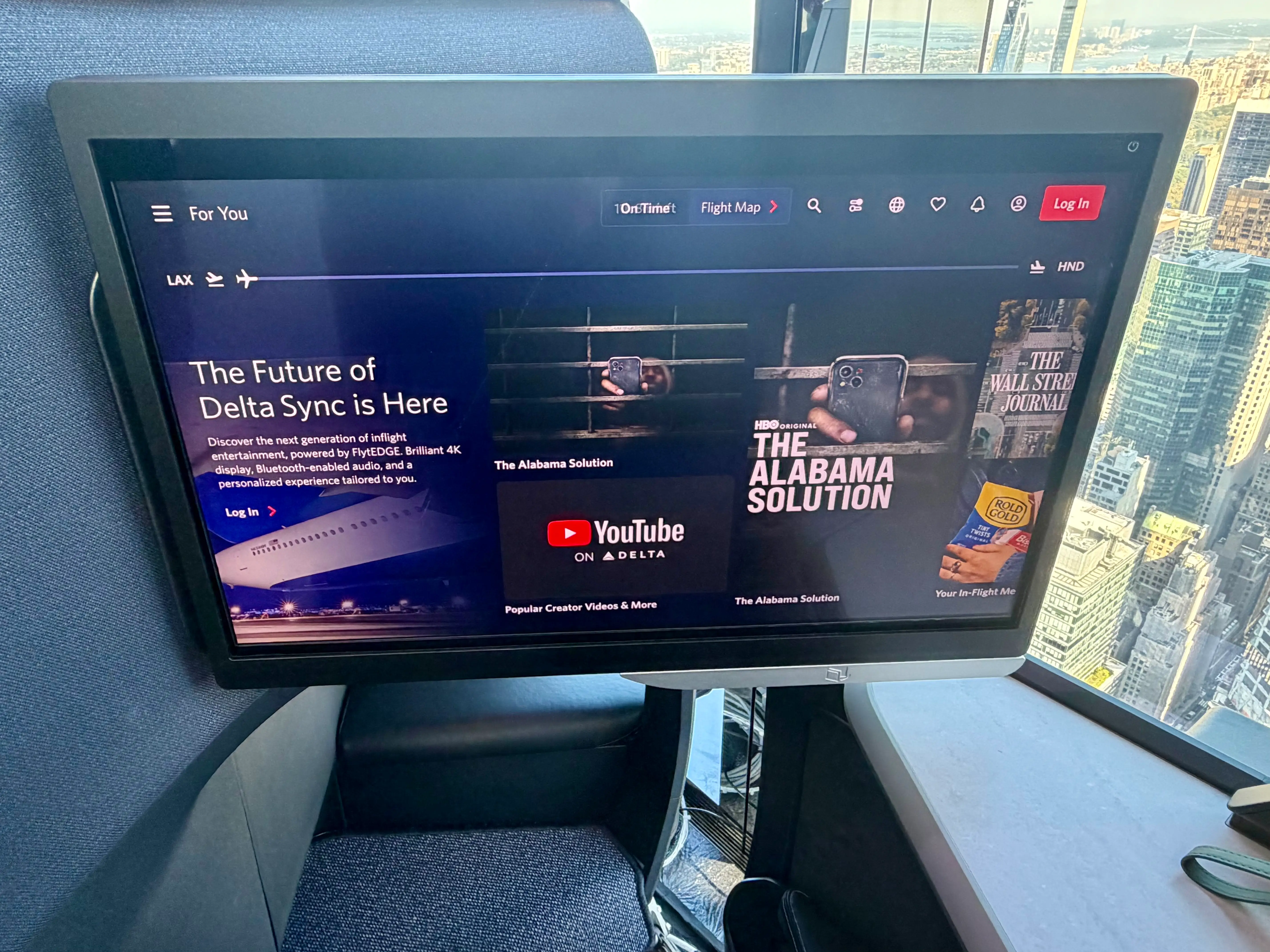 The giant inflight screen.