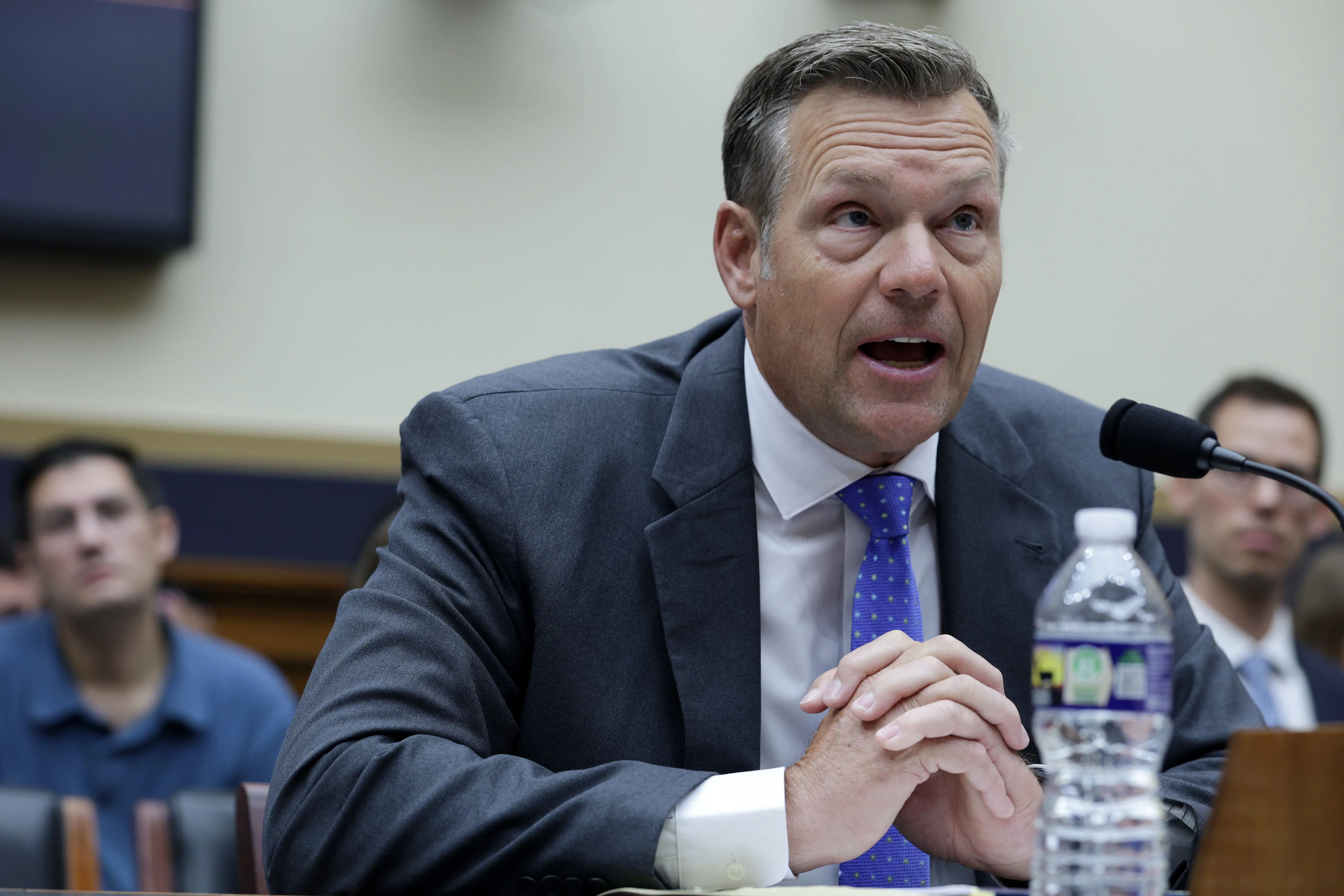 Kansas Attorney General Kris Kobachare testifies during a hearing before the House Judiciary Subcommittee on The Constitution and Limited Government at Rayburn House Office Building on Capitol Hill on September