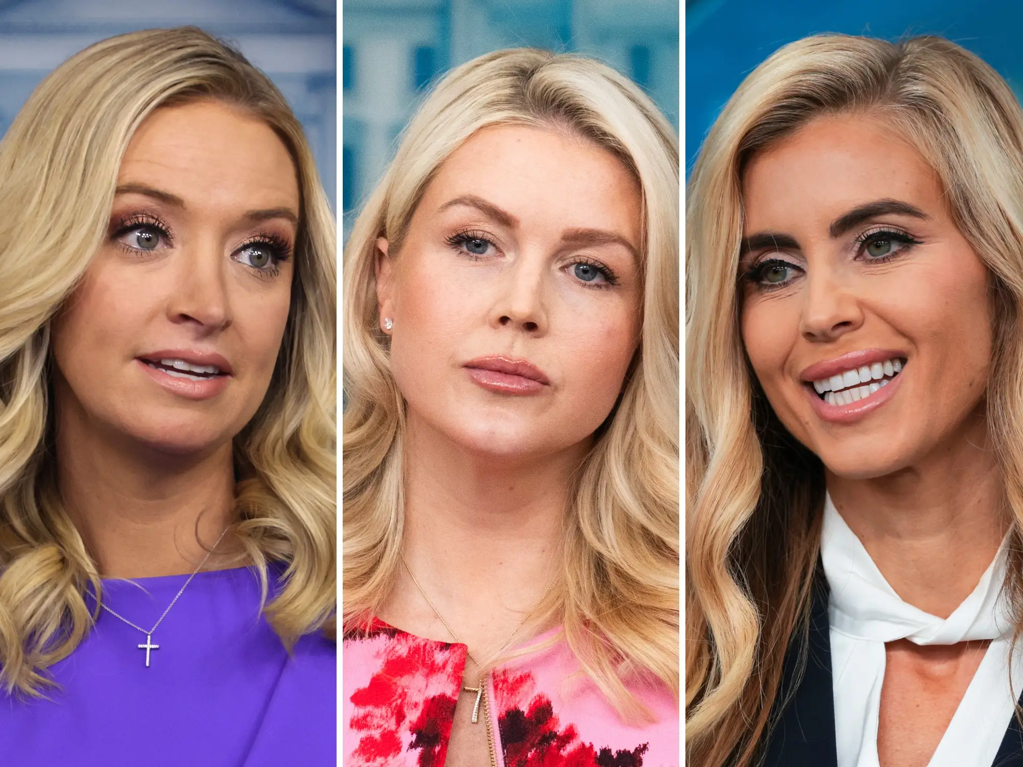 The three most recent White House press secretaries: Kayleigh McEnany, Karoline Leavitt, and Katie Zacharia.