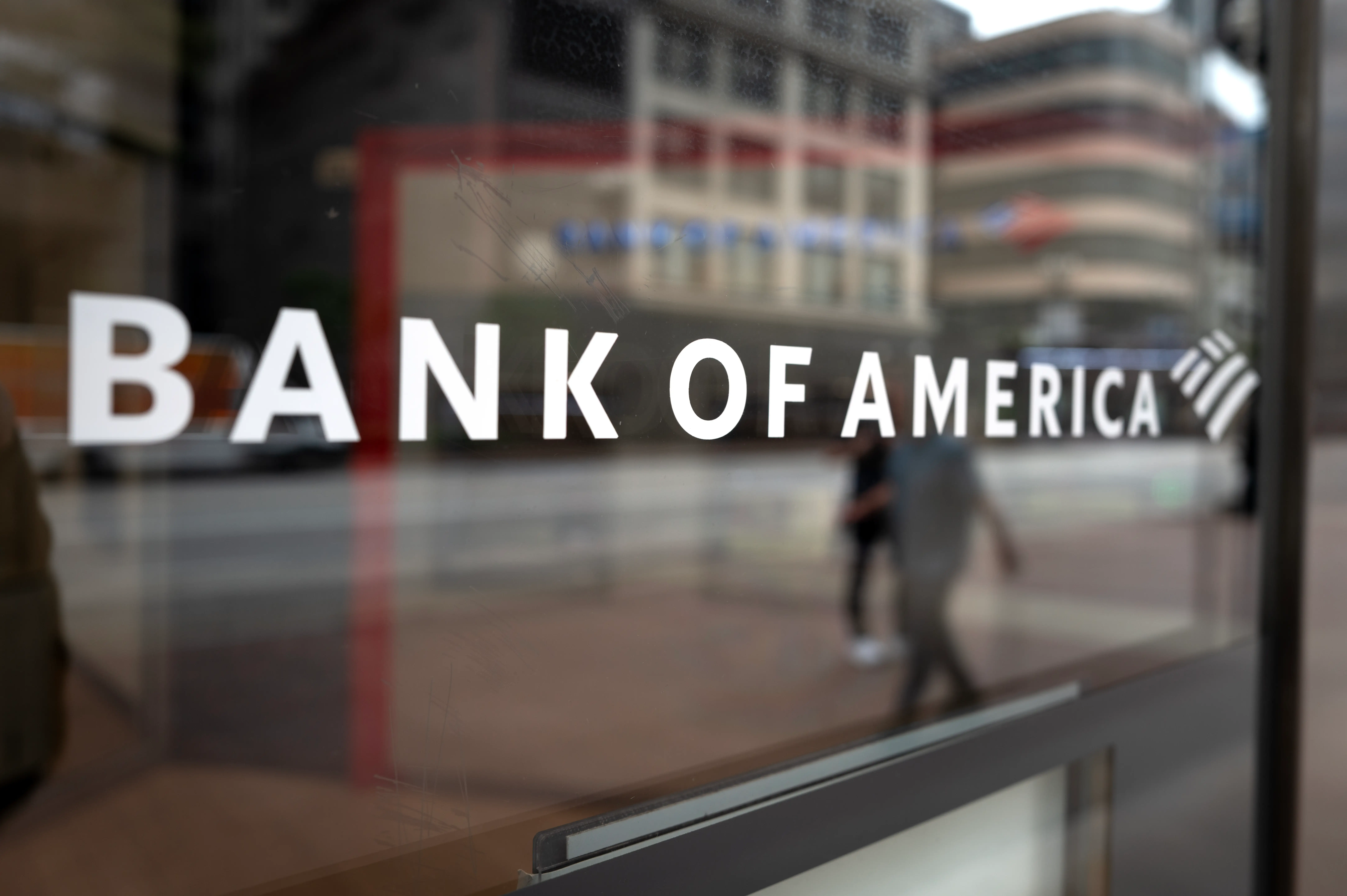 Pedestrian pass by a Bank of America branch on October 14, 2026 in Chicago, Illinois.