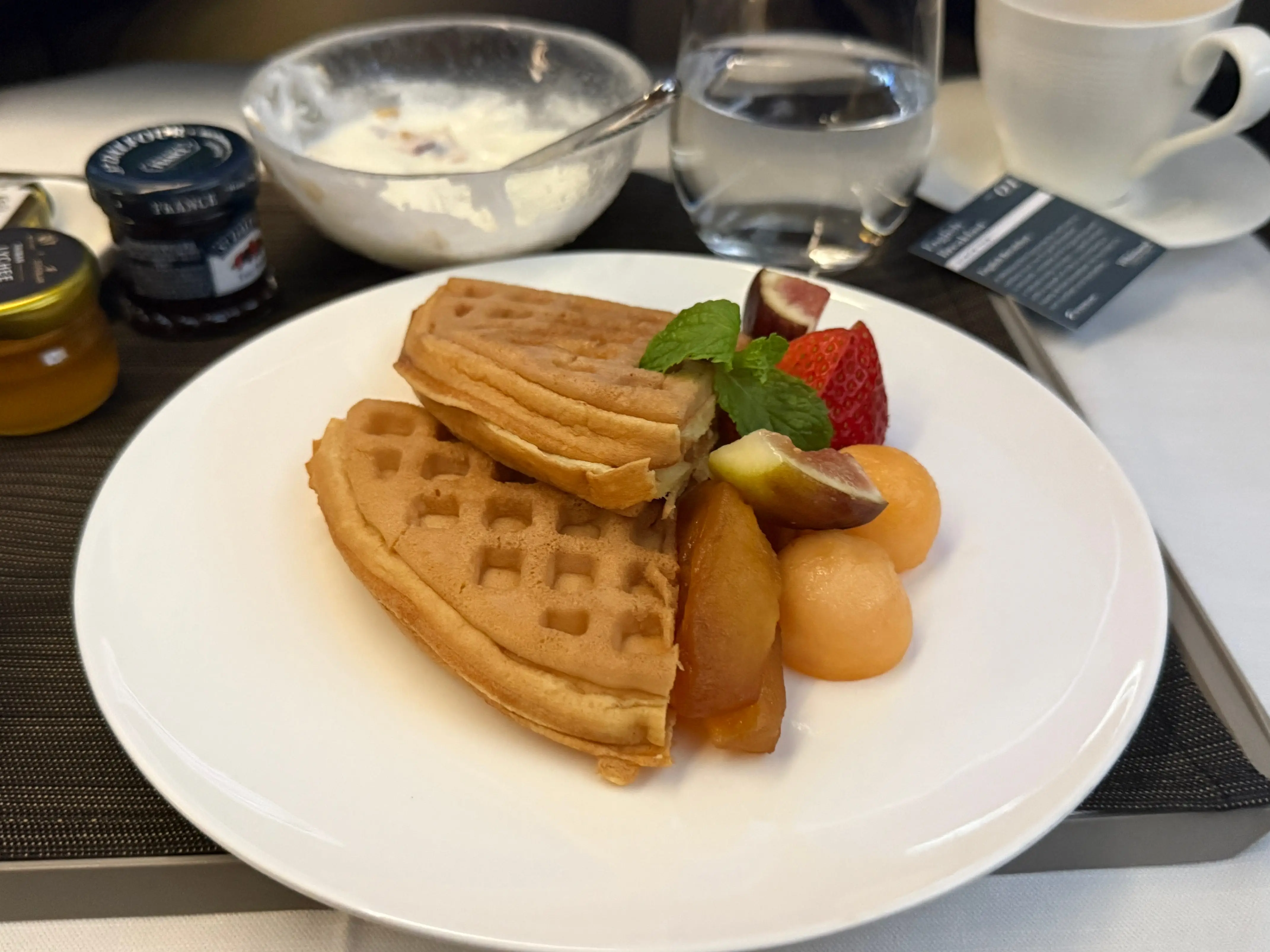 The waffle and fig dish plated.