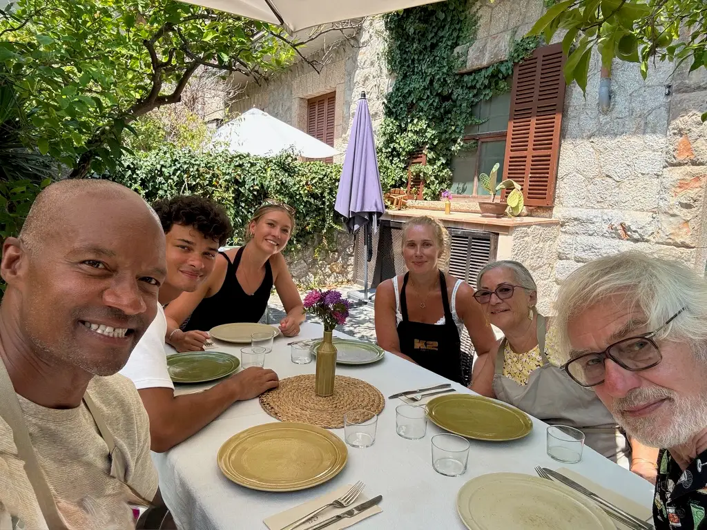 Family around table