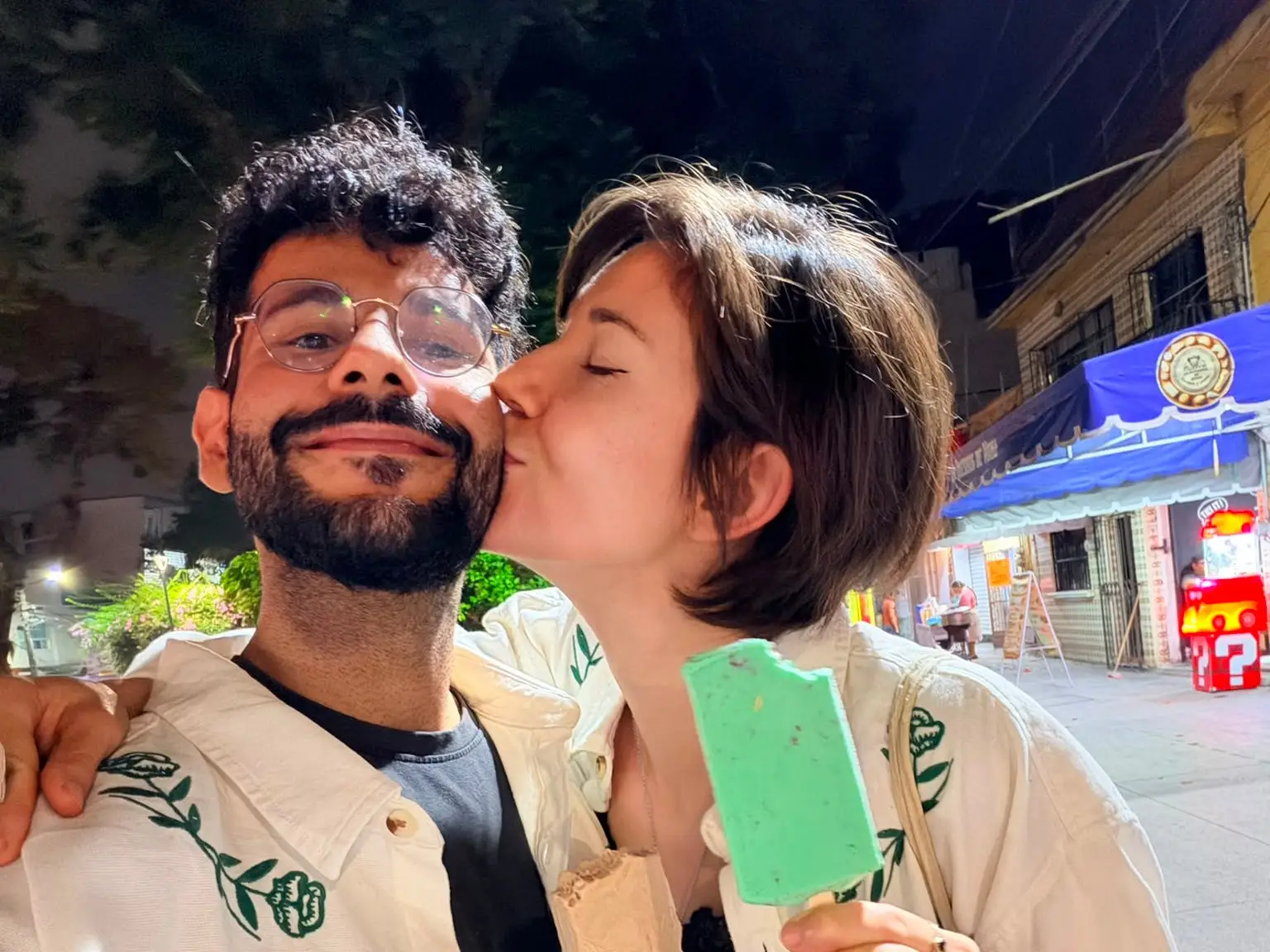 the author and her partner eating ice cream pops