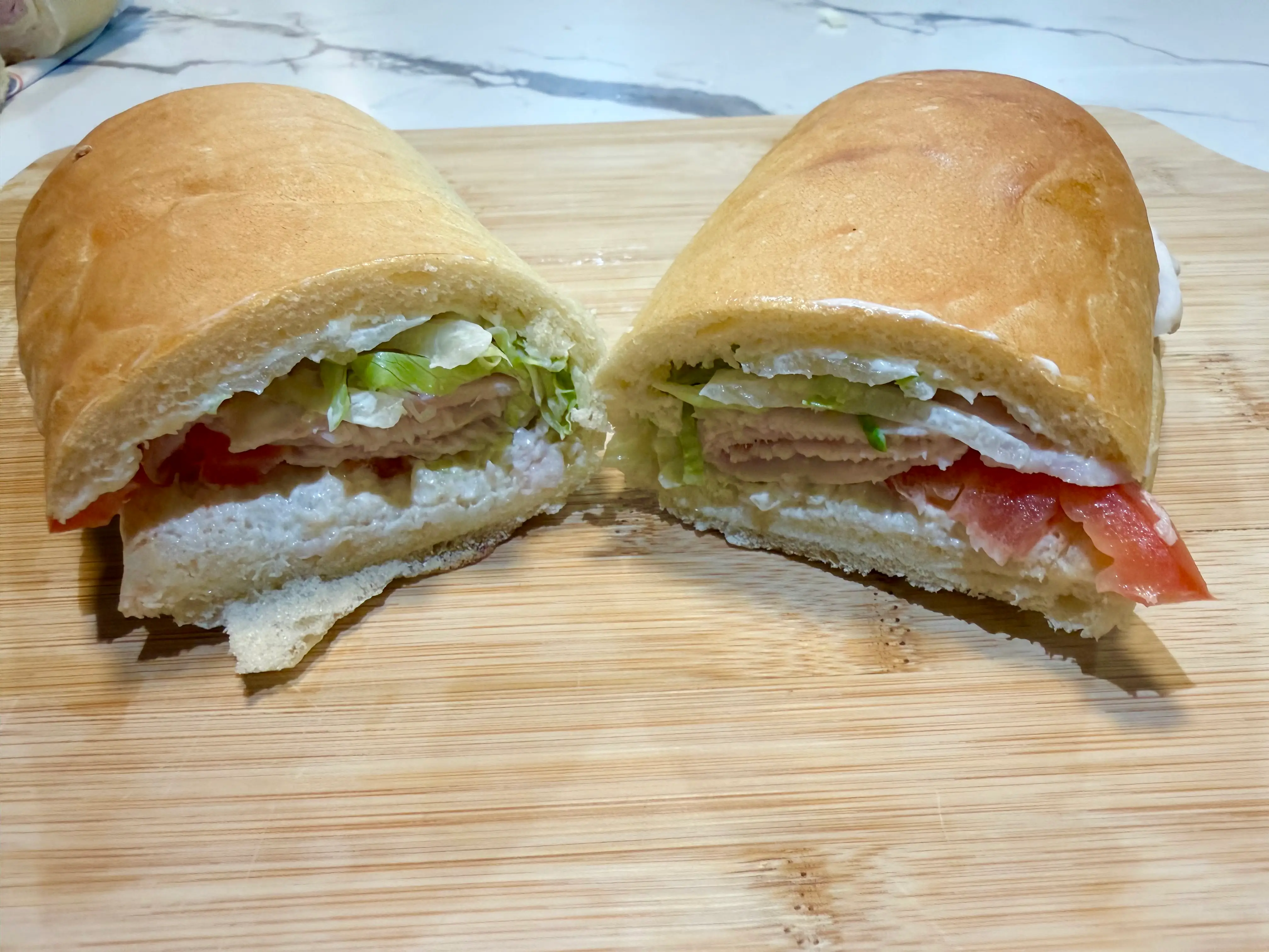Jimmy Johns turkey sandwich cut in half