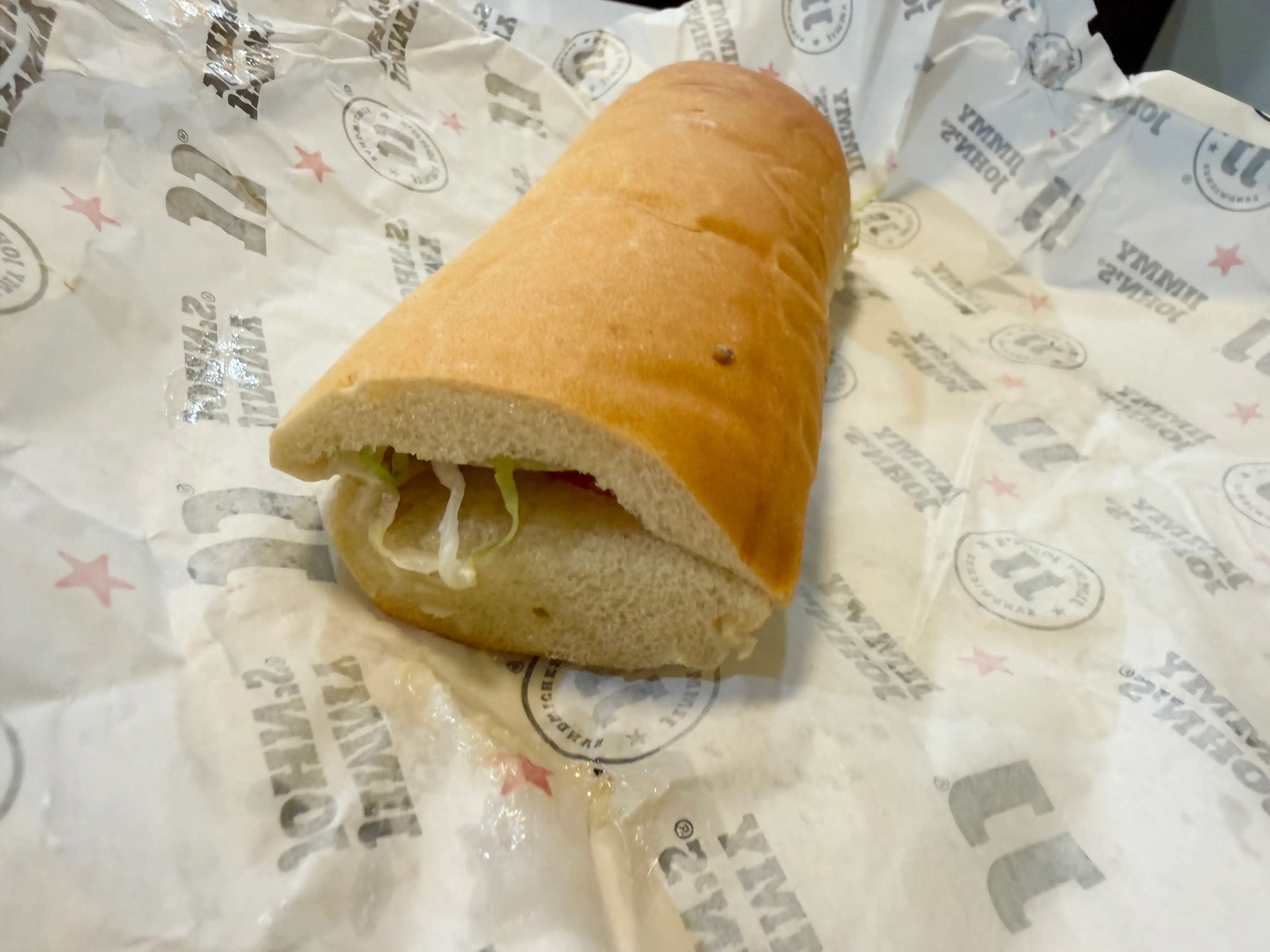 Jimmy Johns' turkey sandwich with no filling visible