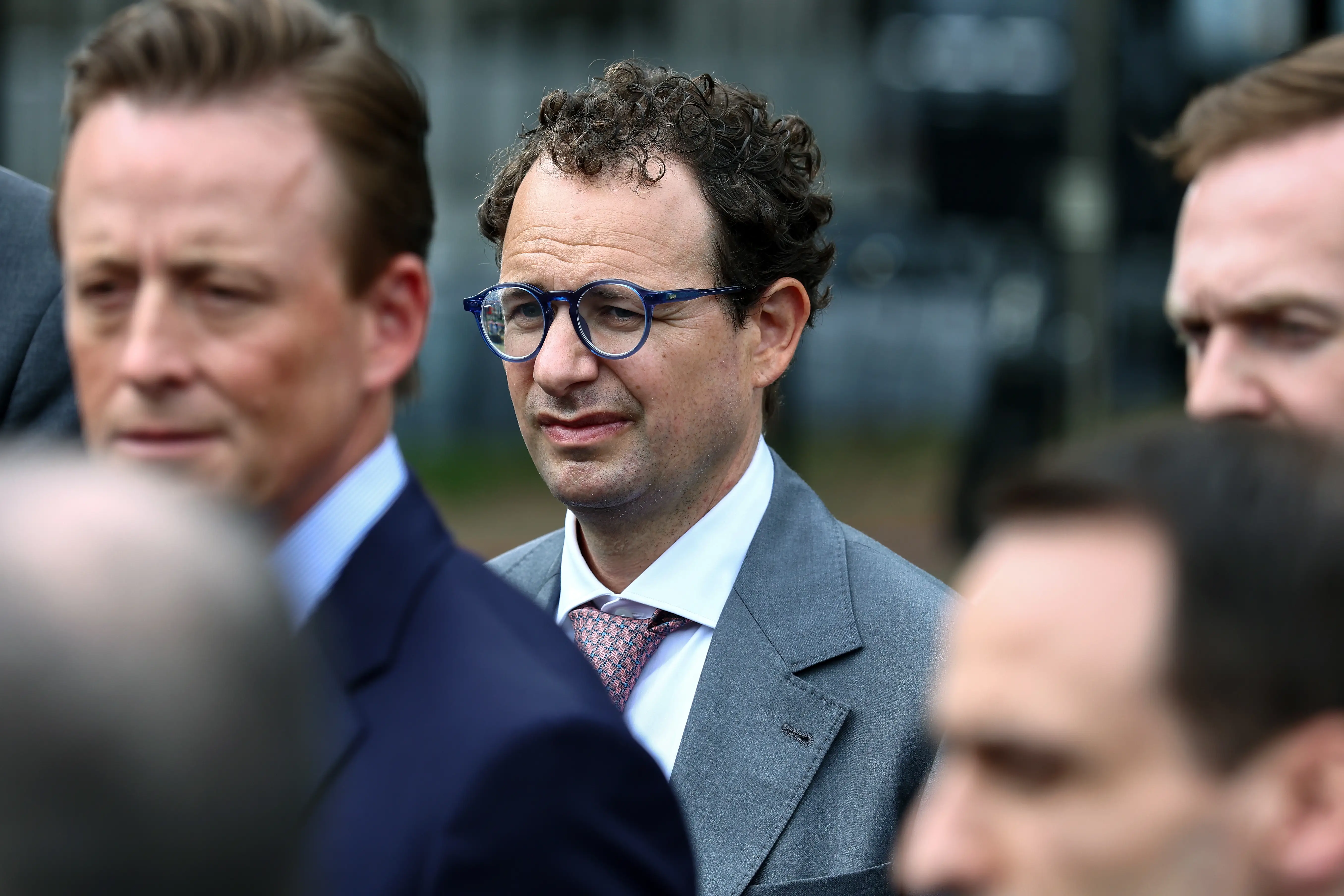 WASHINGTON, DC - SEPTEMBER 29: CEO of Anthropic Dario Amodei looks on as U.S. President Donald Trump holds a press briefing with AI executives following a meeting on artificial intelligence, outside the West Wing of the White House on September 29, 2026 in Washington, DC. The meeting comes as some have called for a slowdown in AI development amid rising safety concerns. (Photo by Finn Gomez/Getty Images)