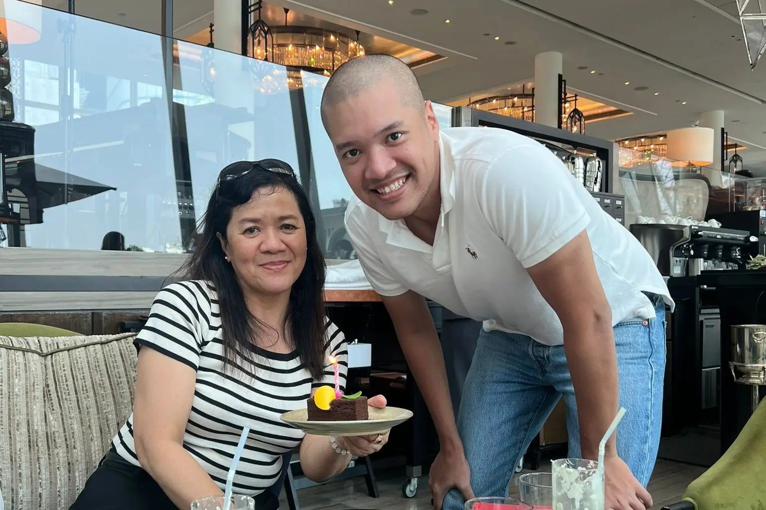 A man and his mother.