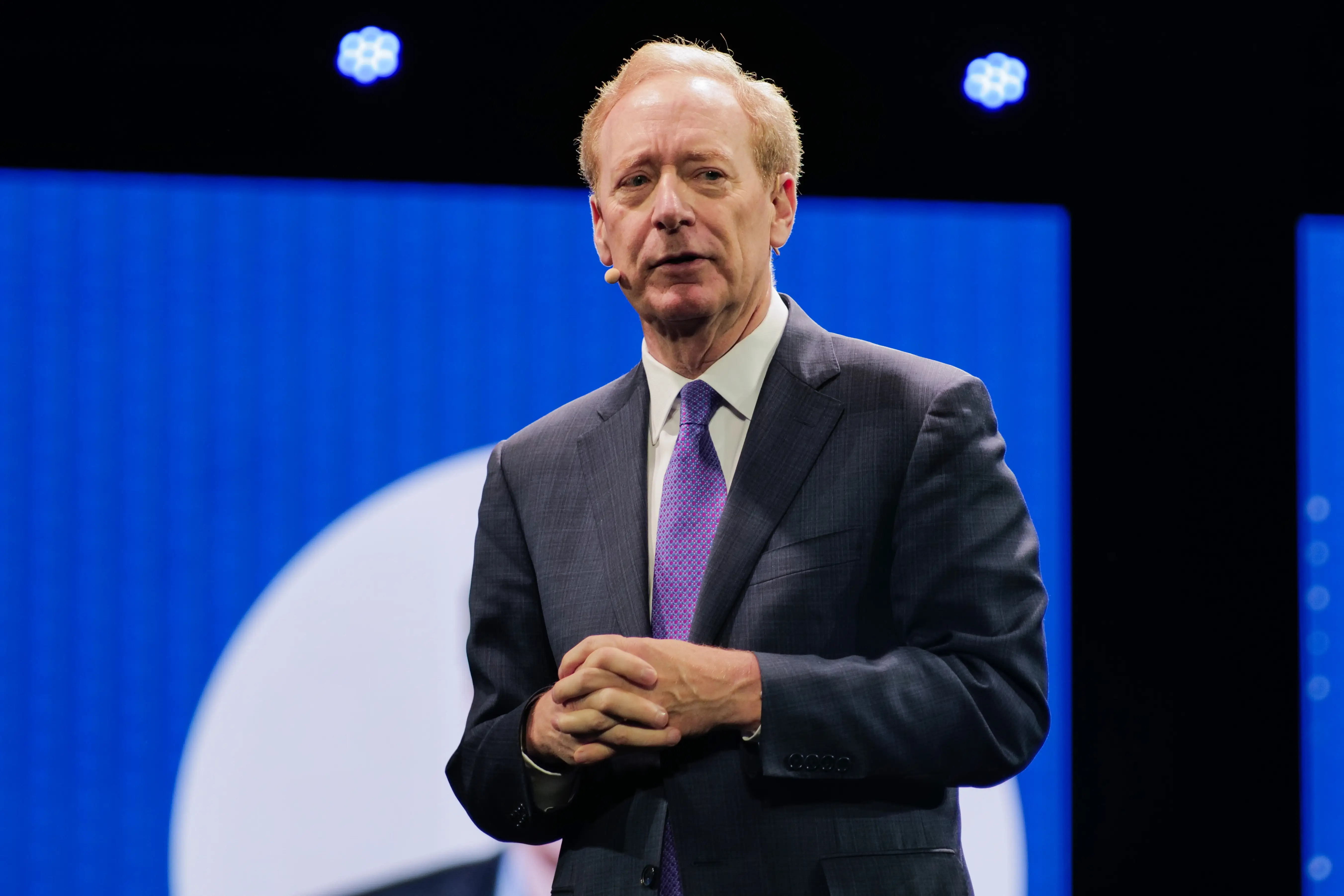 Microsoft's president, Brad Smith, at the International AI Summit in Dublin on October 14, 2026