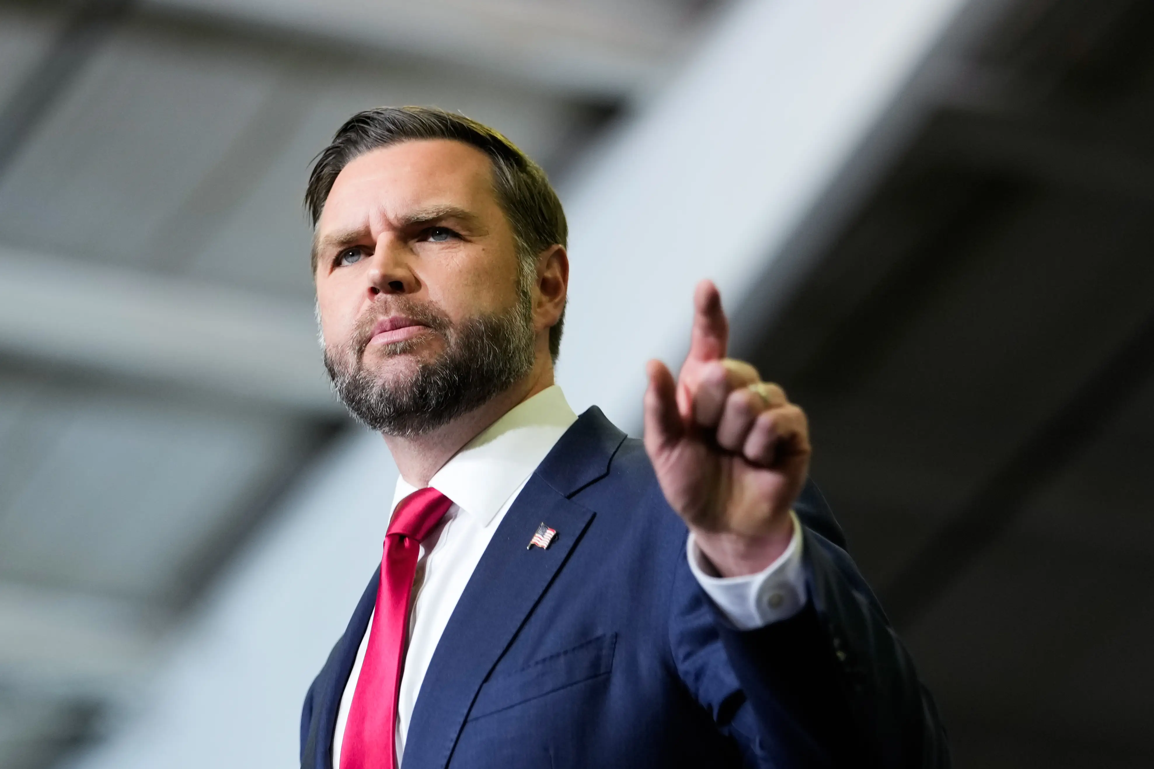 US Vice President JD Vance speaks during a midterm campaign rally at the LevelUp Training Complex