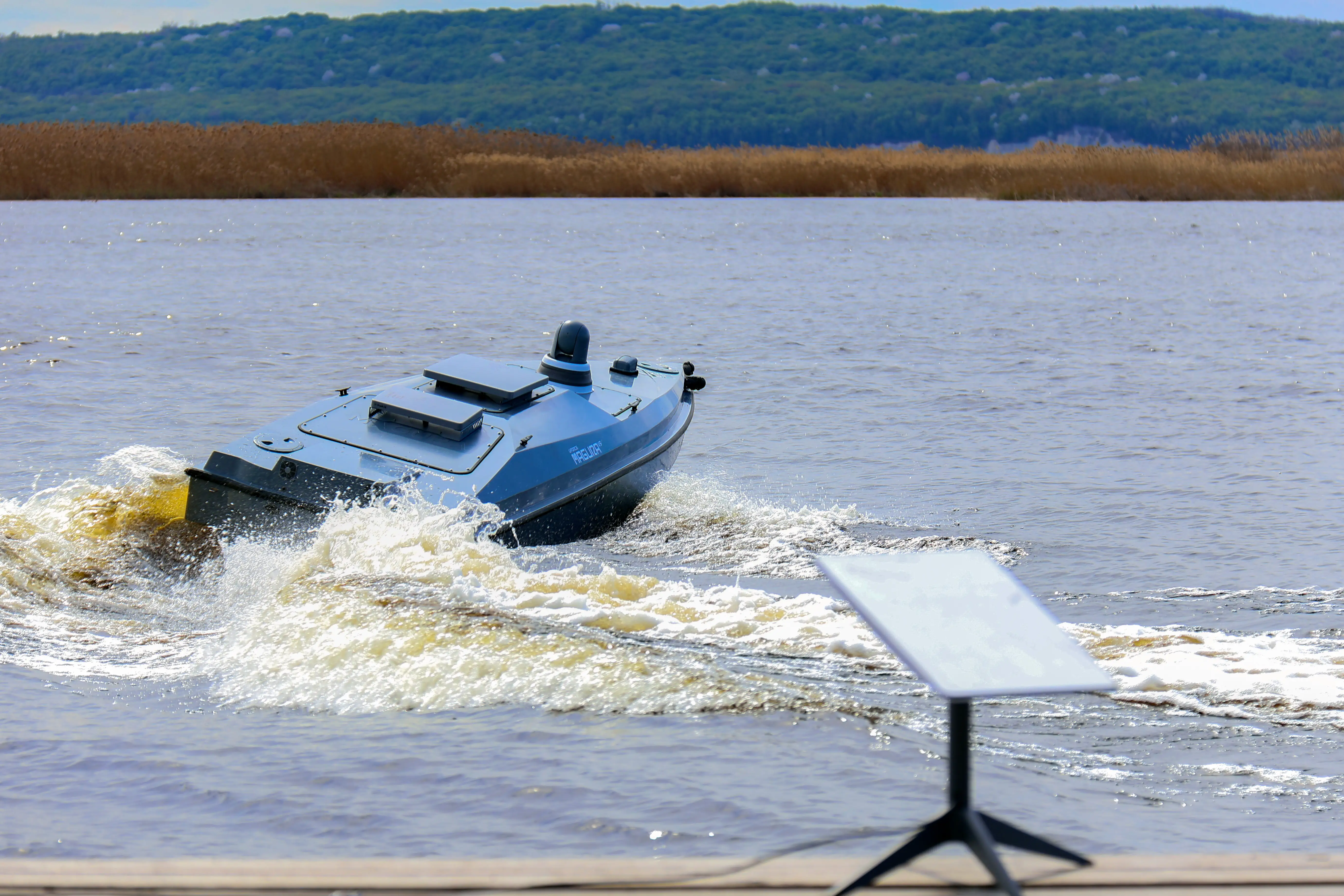 A MAGURA V5, a Ukrainian multi-purpose unmanned surface vehicle (USV).