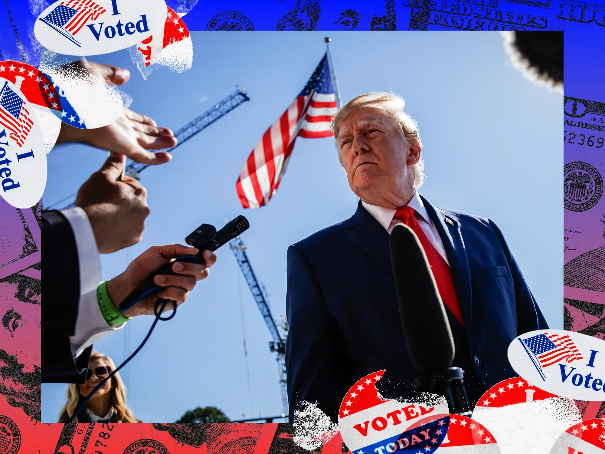 Donald Trump speaking to reporters