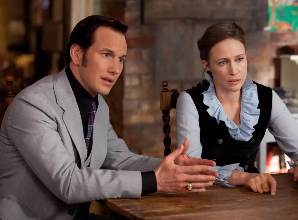 Patrick Wilson and Vera Farmiga as Ed and Lorraine Warren.