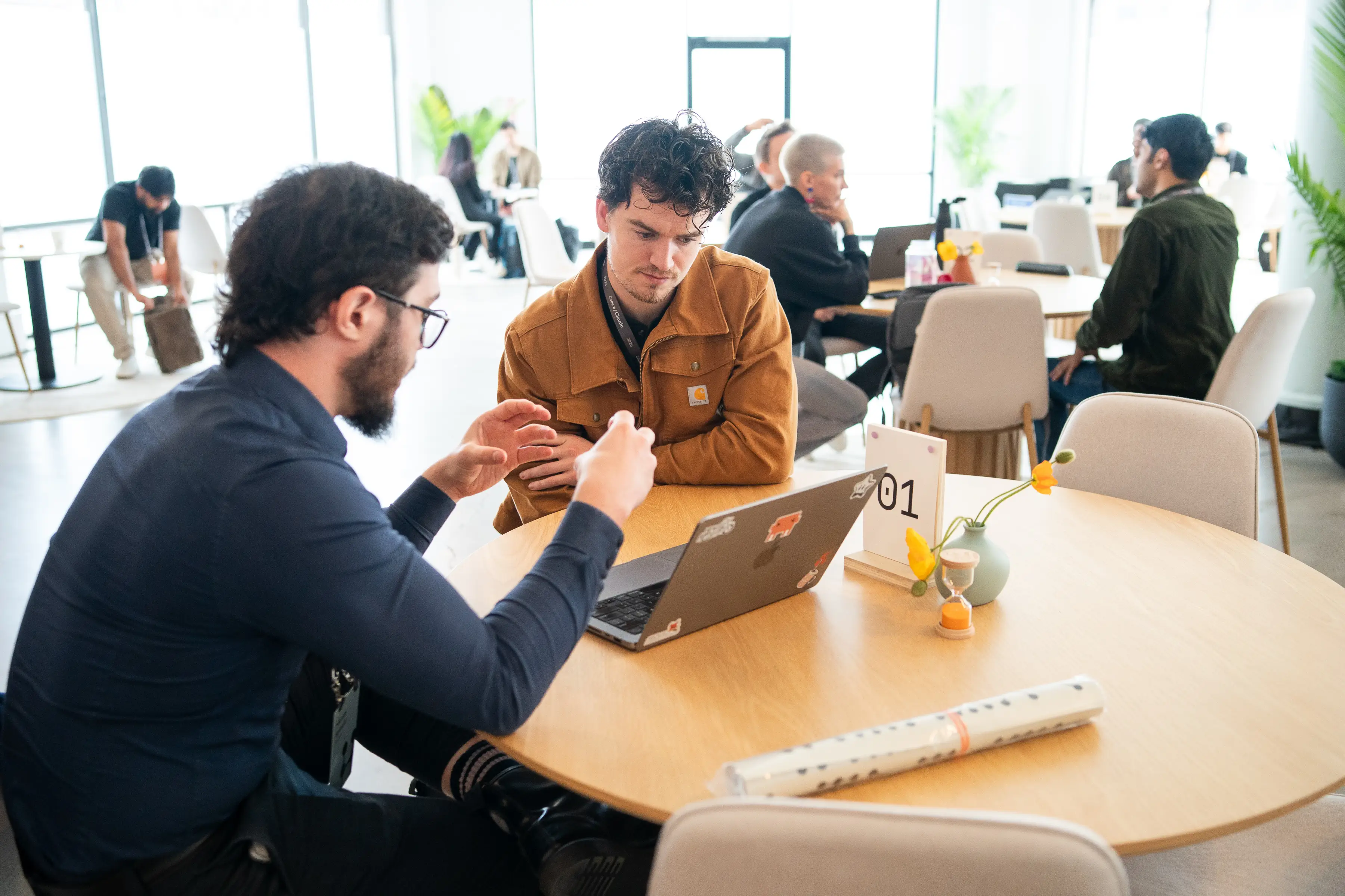 Attendees chat at Anthropic's developer conference in May.