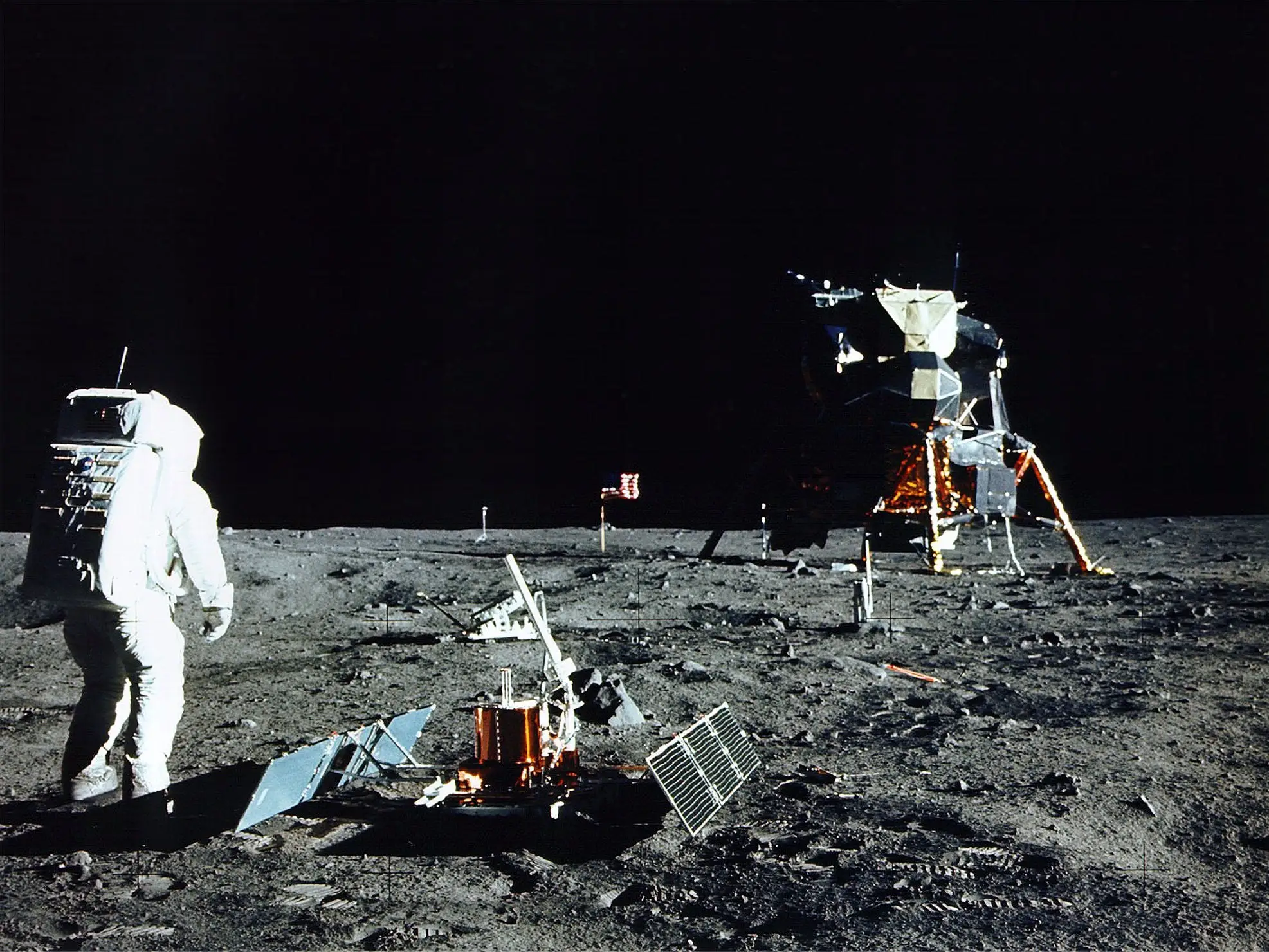 Astronaut Buzz Aldrin on the moon.
