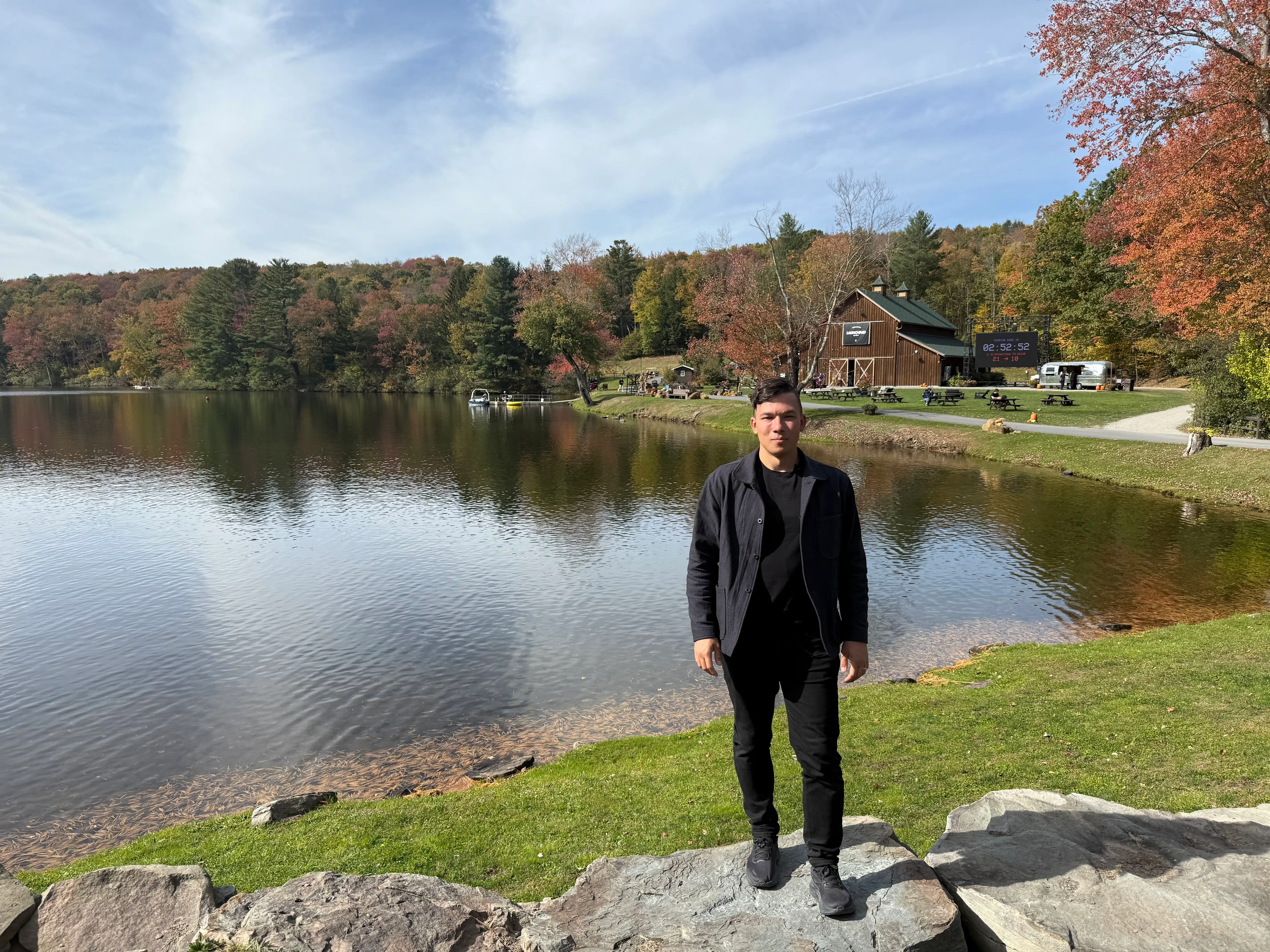 Vitalii Dodonov posing at the retreat spot.