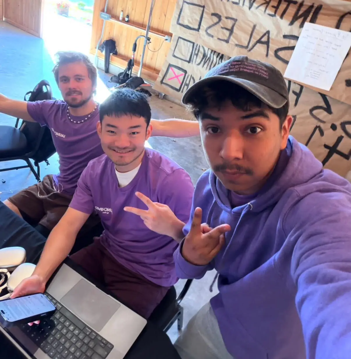 Max Harding (left) with his startup team at the launchpad event.
