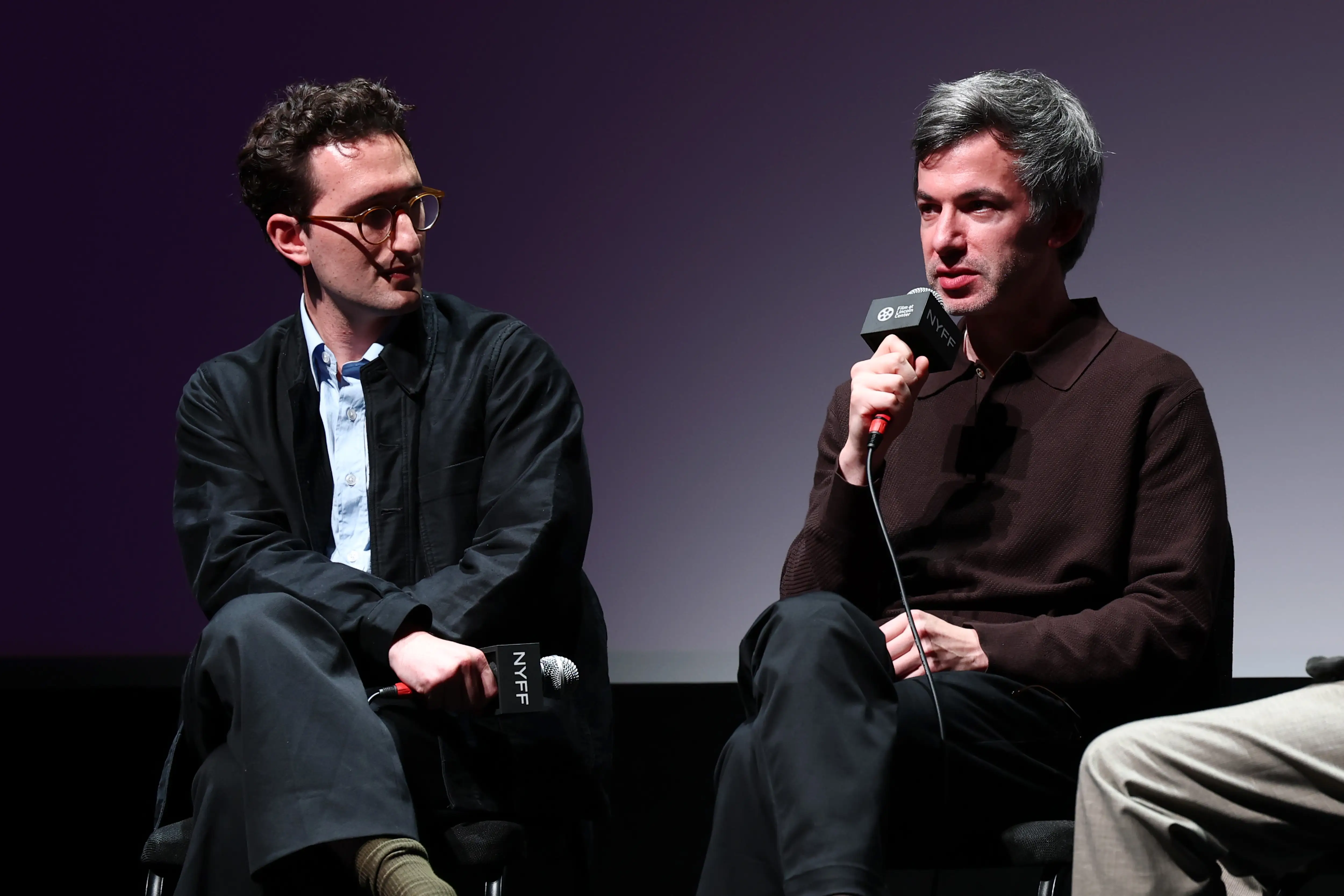 NEW YORK, NEW YORK - SEPTEMBER 30: Lance Oppenheim and Nathan Fielder speak onstage at the 