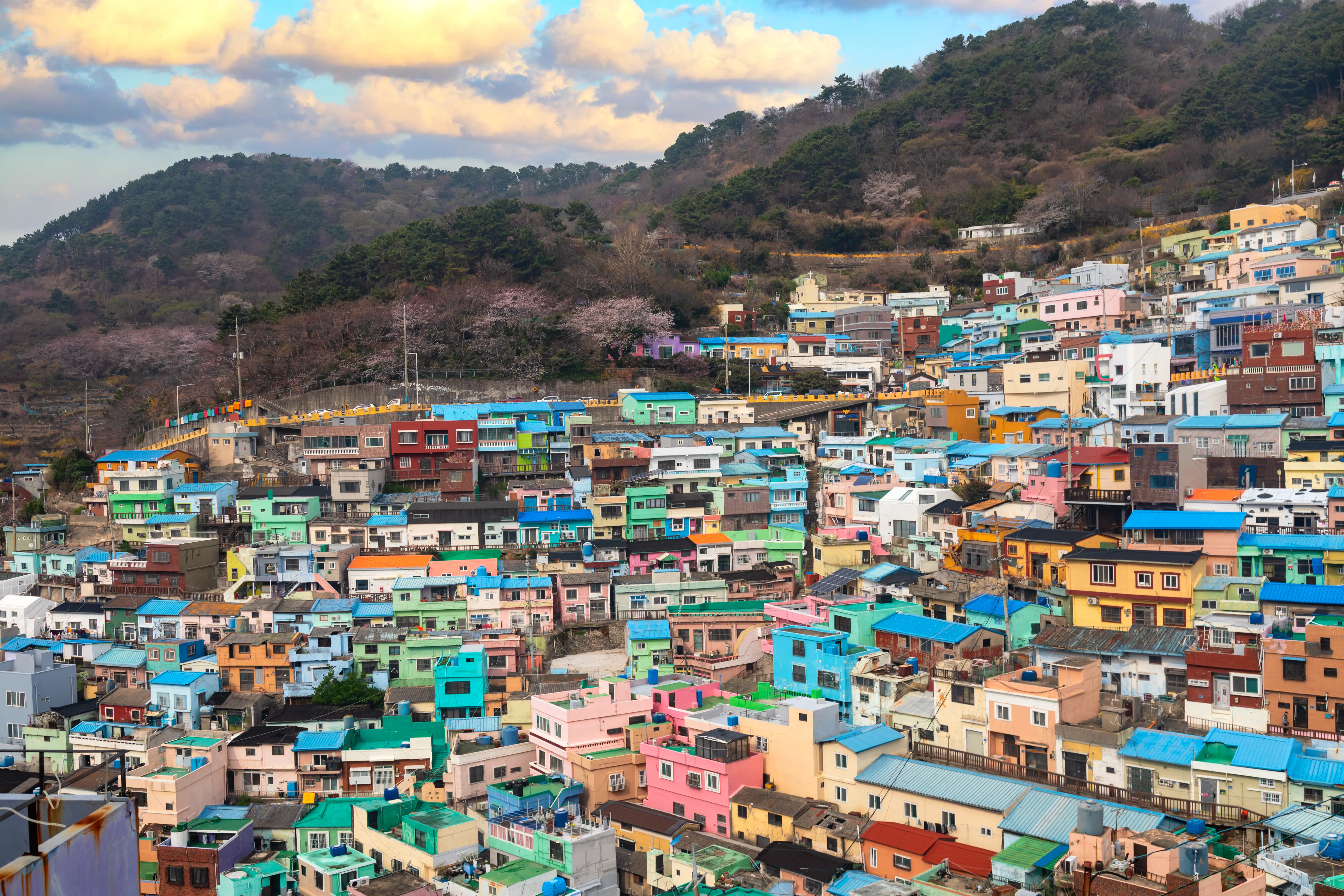 Gamcheon Cultural Village with colorful houses in Busan, South Korea.