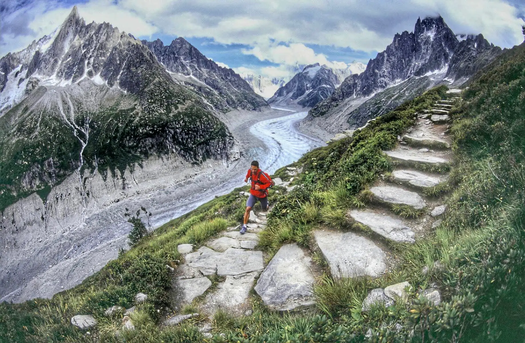 Dean Karnazes running through the mountains.
