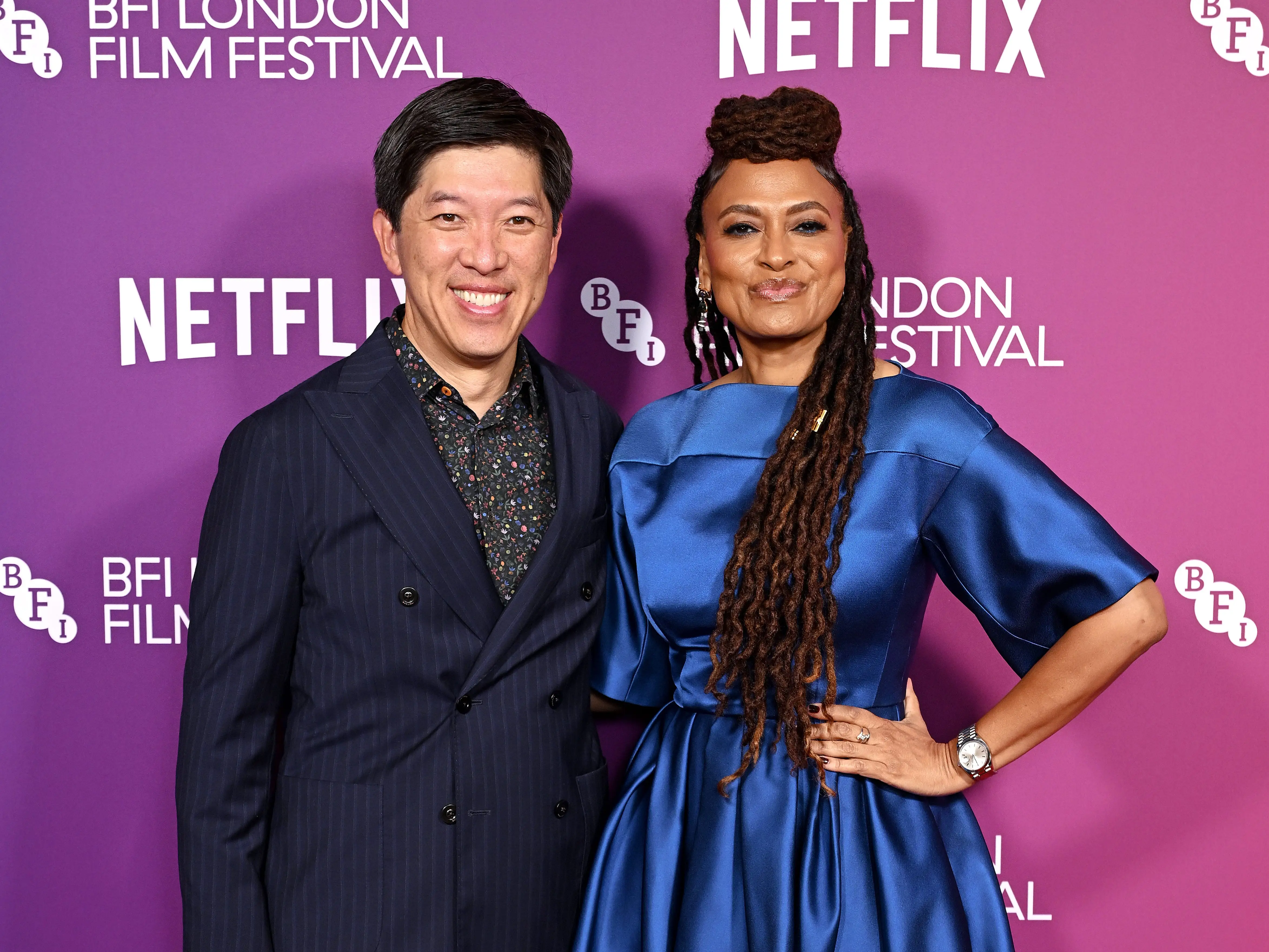 LONDON, ENGLAND - OCTOBER 12: Dan Lin, Chairman of Film, Netflix and Ava DuVernay attend the Netflix