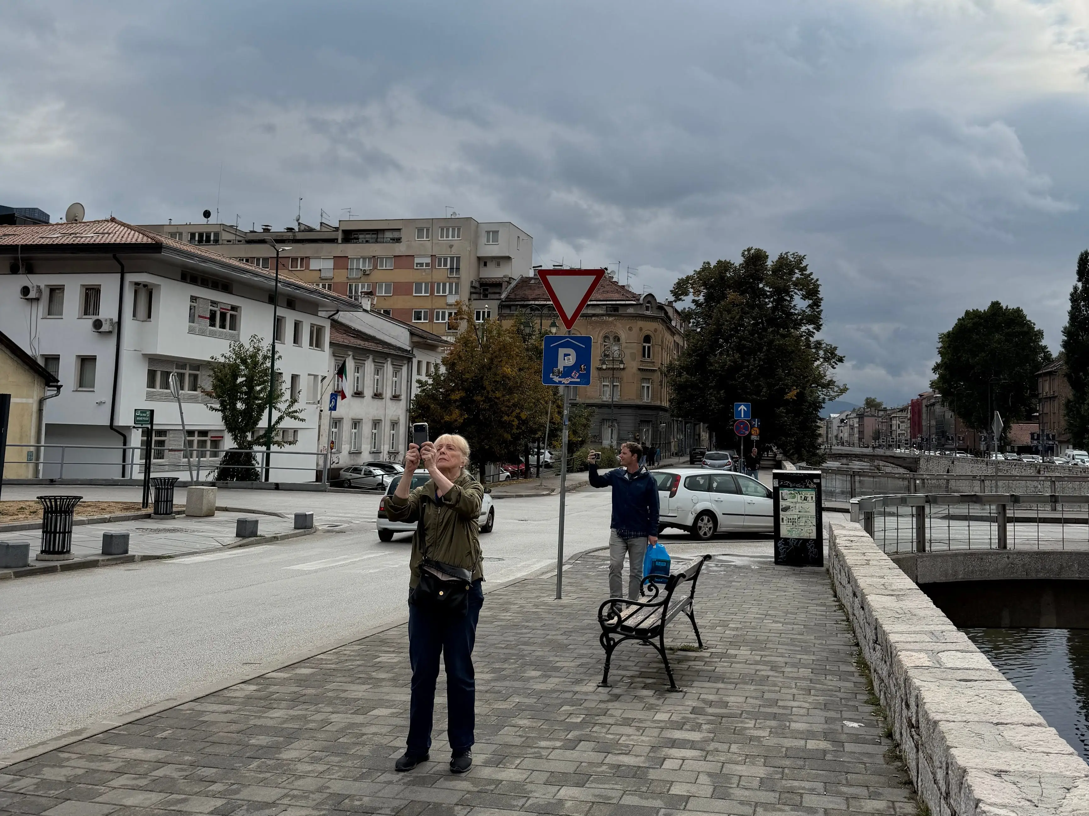 Agnes's mom taking photos in Sarajevo, Bosnia and Herzegovina.