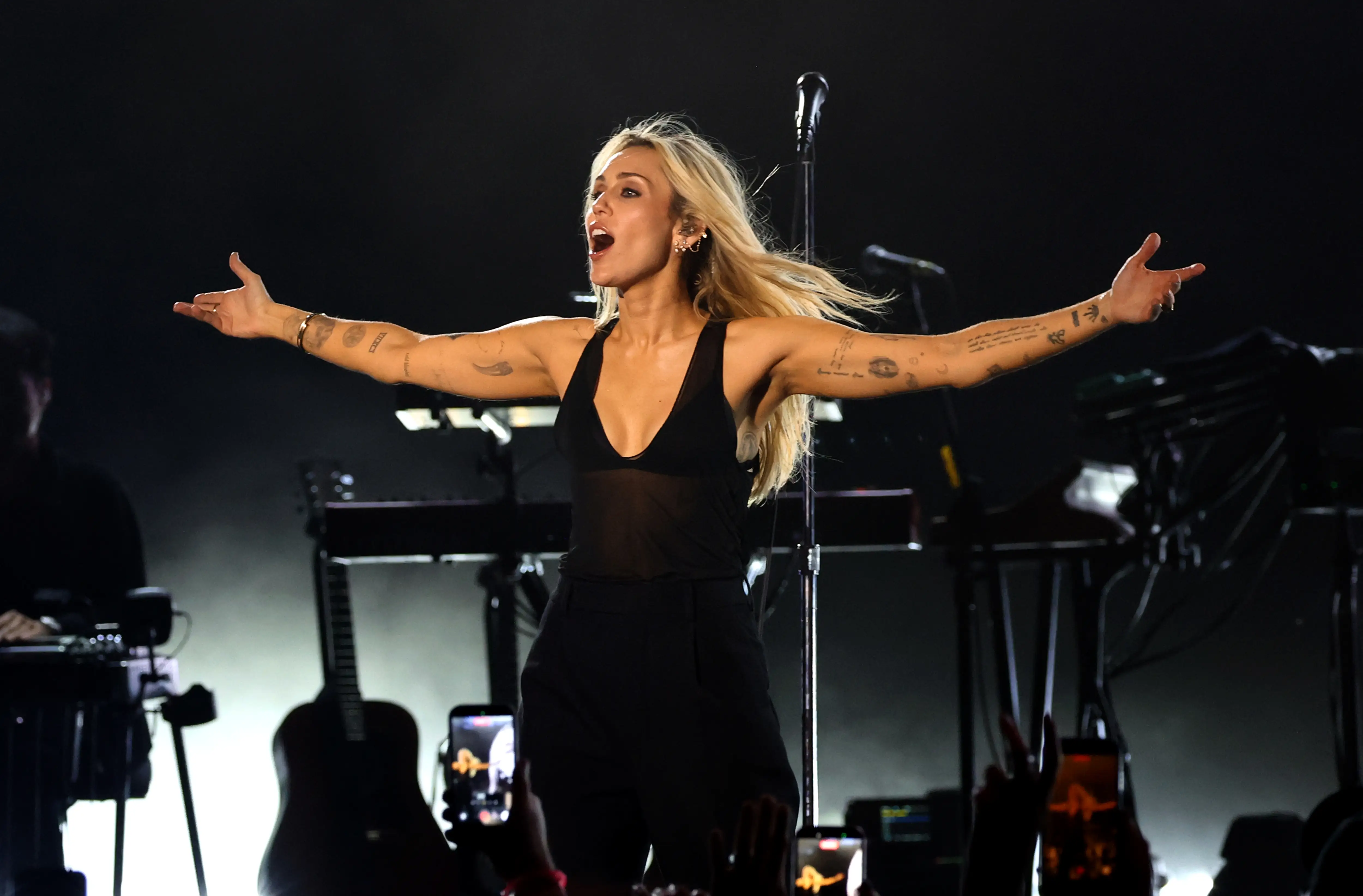 Miley Cyrus performs onstage at Bass Persuades Live at Hollywood Bowl