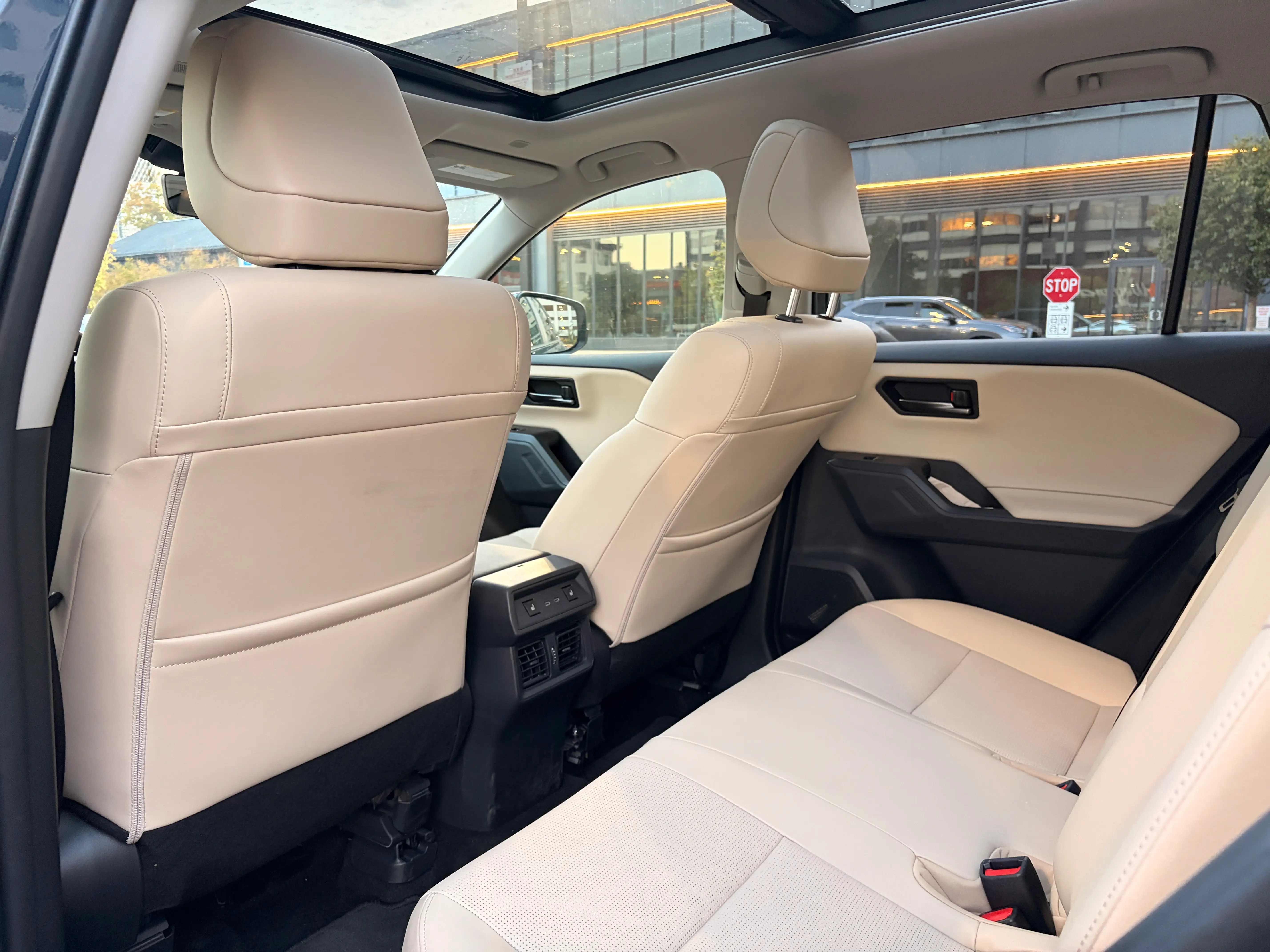 The back seat of a Toyota RAV4.
