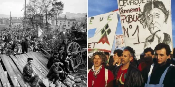 Photos show some of France’s biggest protests and riots over the past 100 years, from mass strikes to violent unrest
