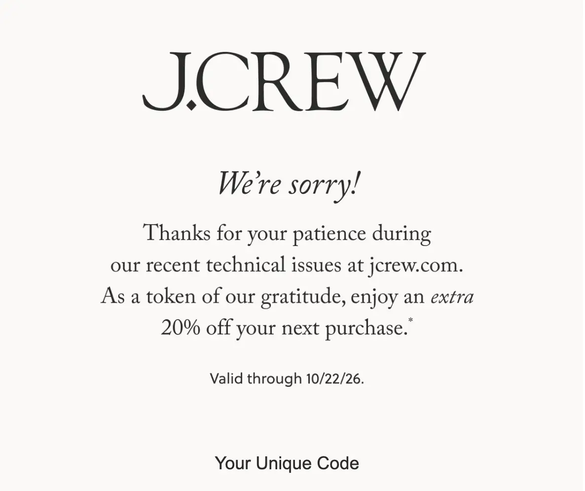J.Crew email to customers.
