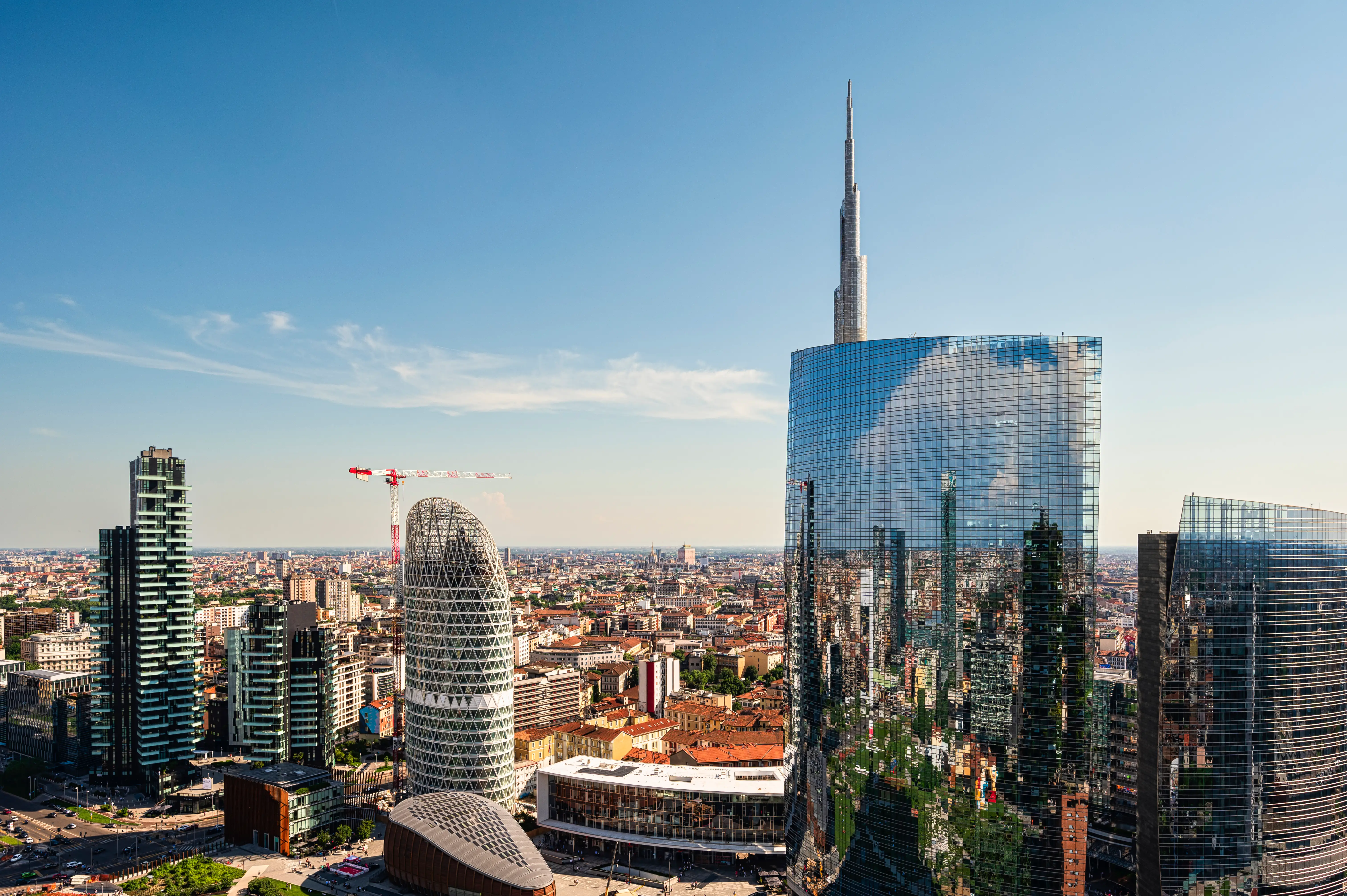 Milan skyline top view during a sunny day