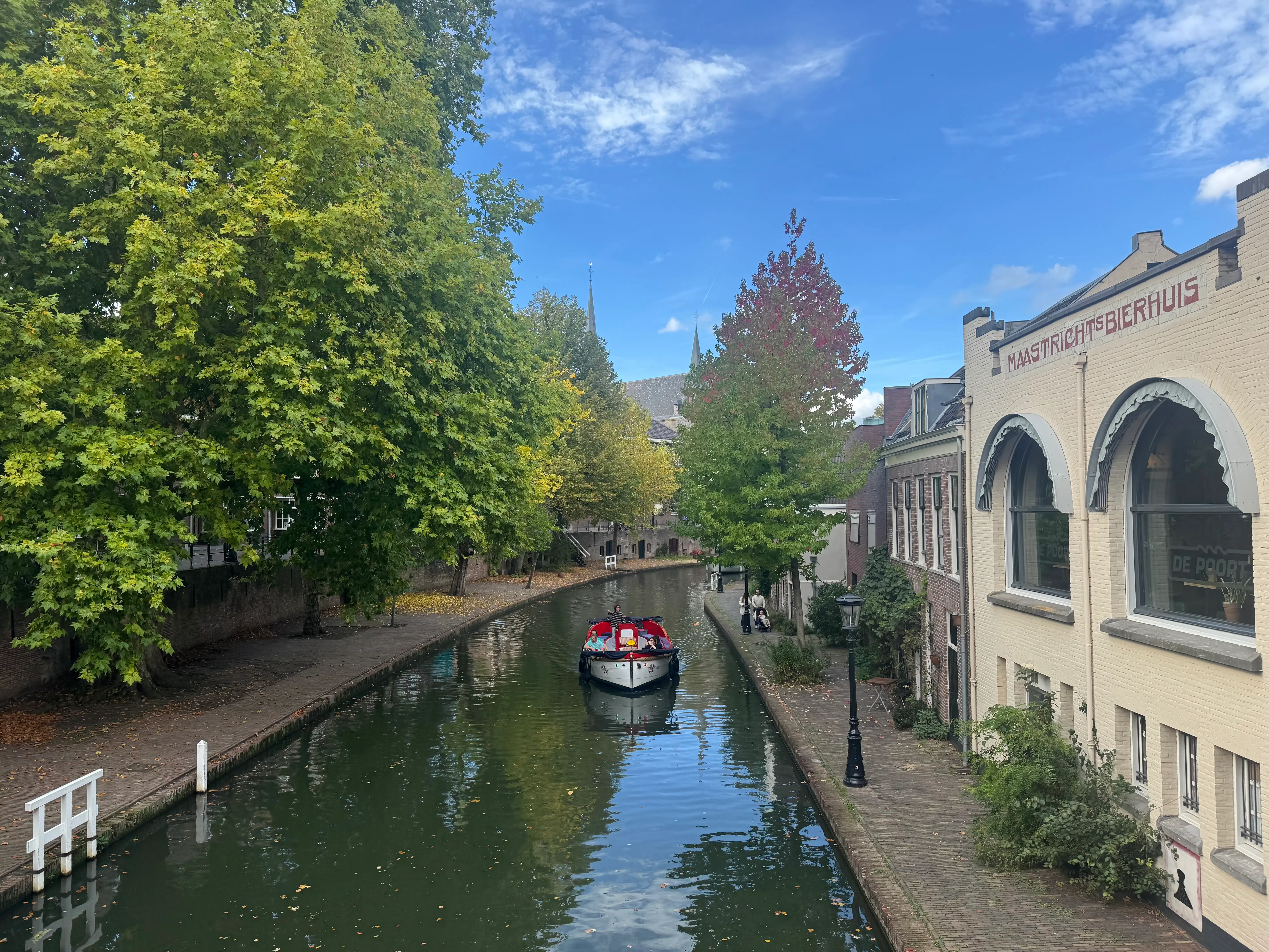 A boat in a canal in the Netherlands.