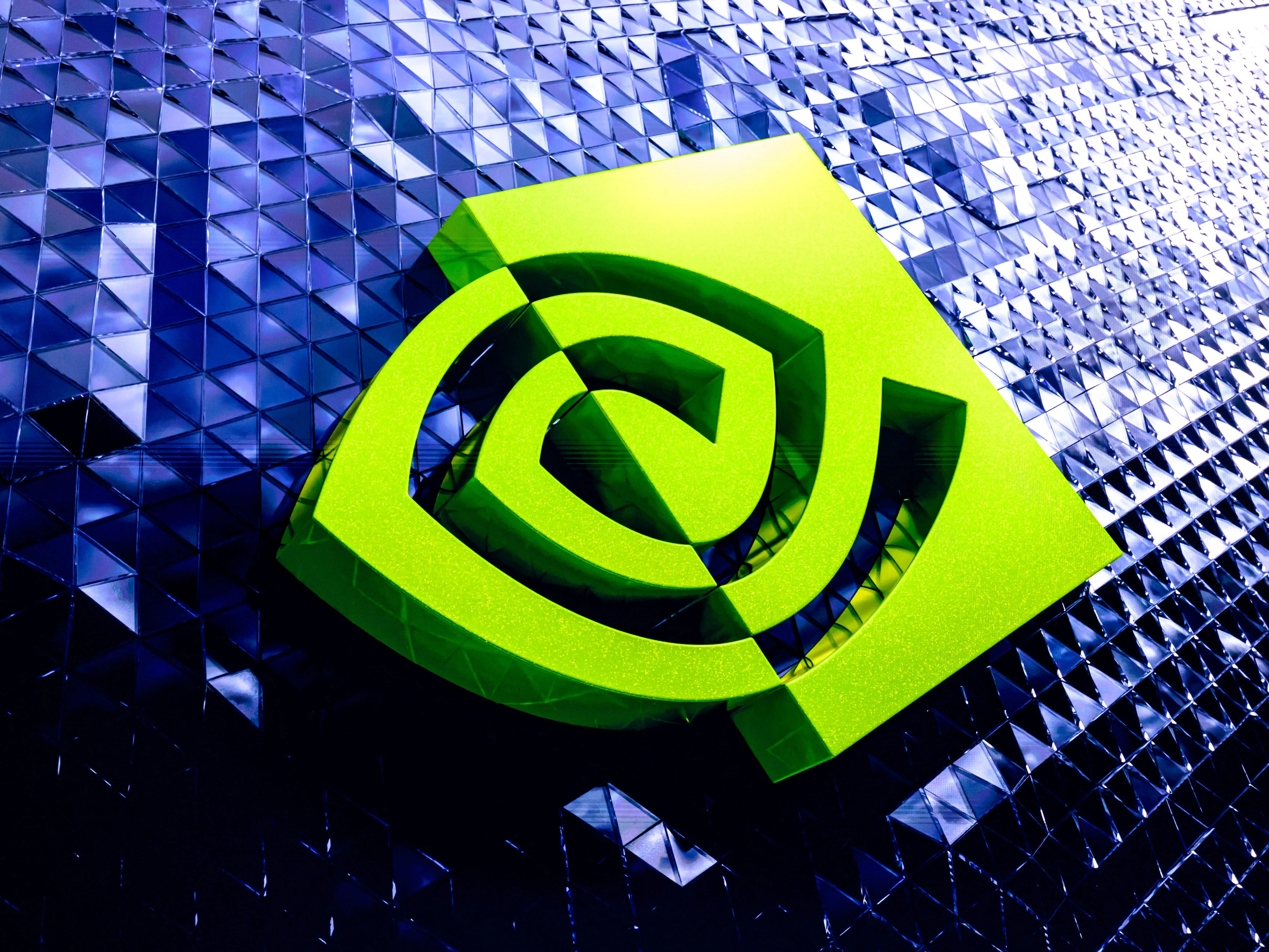 The Nvidia logo is seen at the company's annual GTC developers conference at the SAP Center in San Jose.