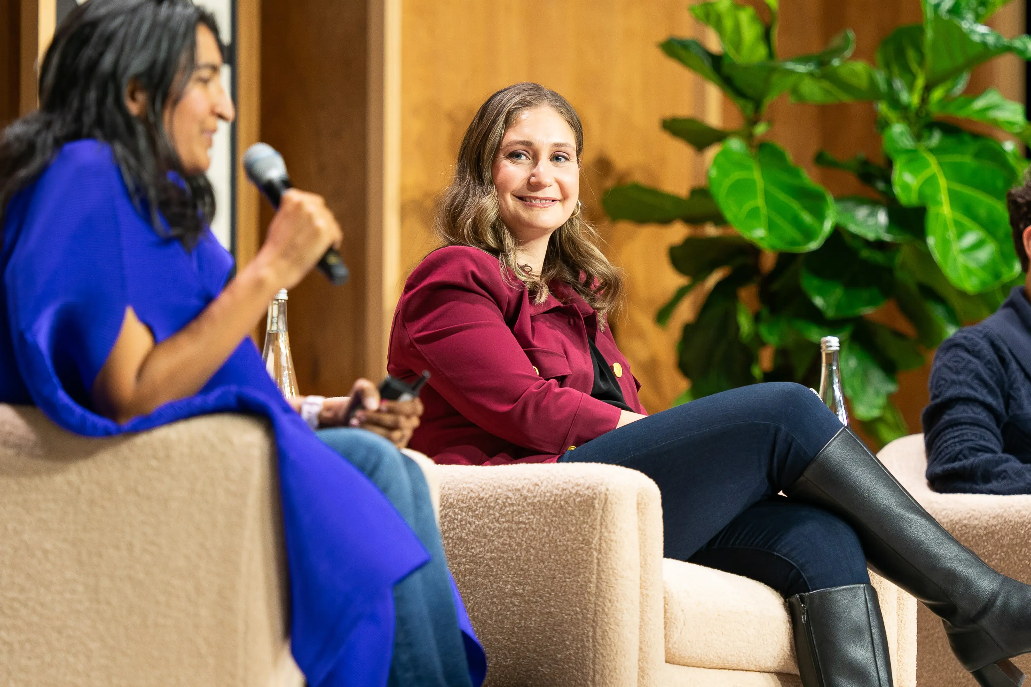 Ami Vora, Anthropic's chief product officer, and Daniela Amodei, its president, sit on stage.