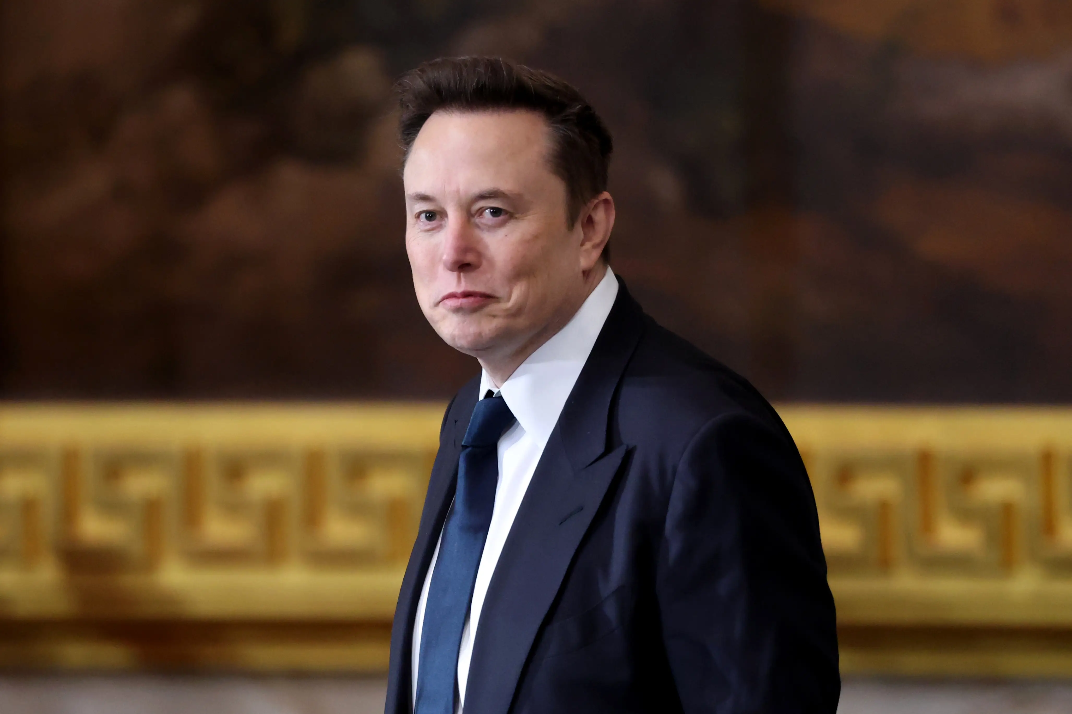 Elon Musk, chief executive of Tesla Inc., during the 60th presidential inauguration in the rotunda of the US Capitol in Washington, DC, US, on Monday, January 20, 2025.