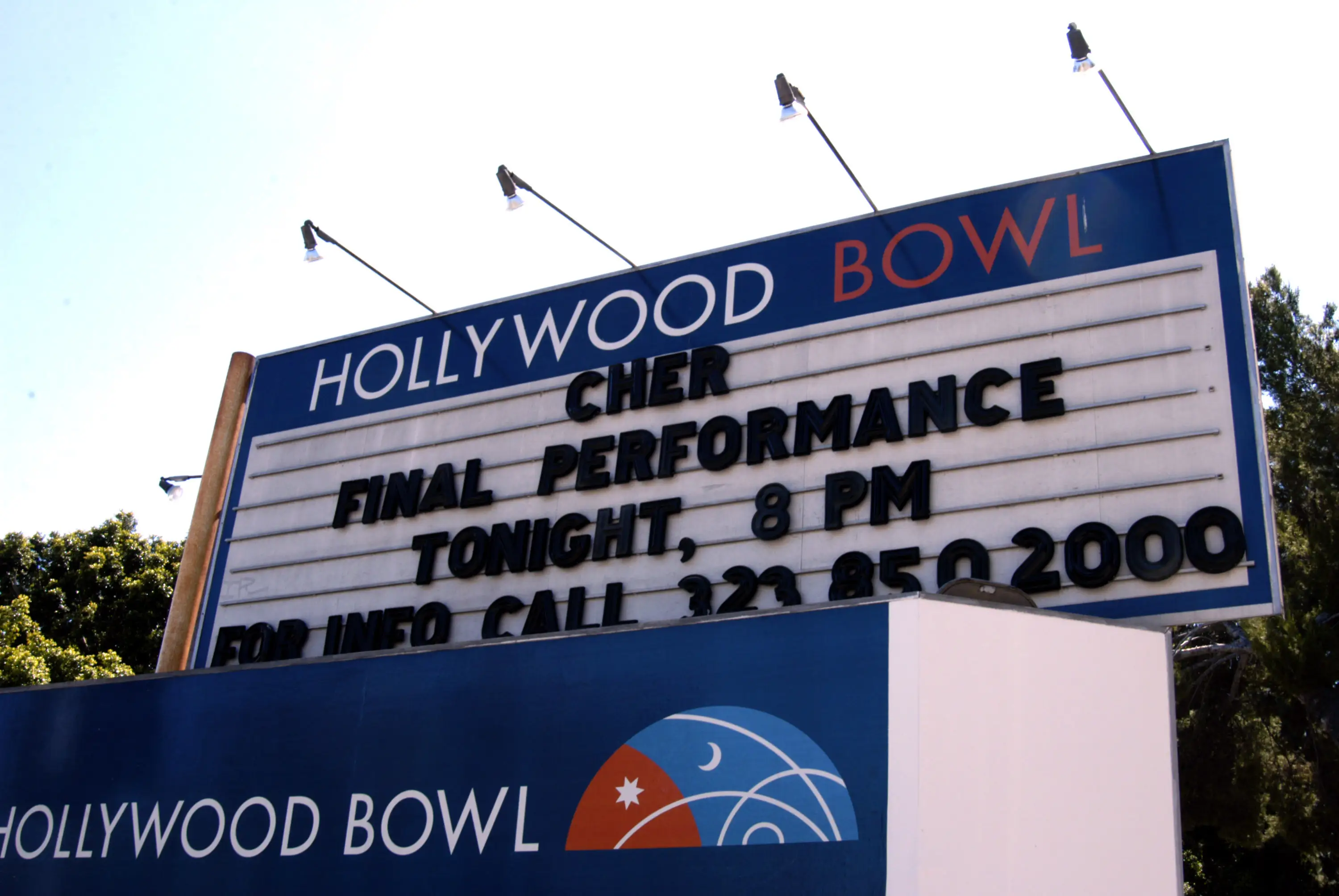 Marquee Sign at the Hollywood Bowl for Cher's Final concert on her