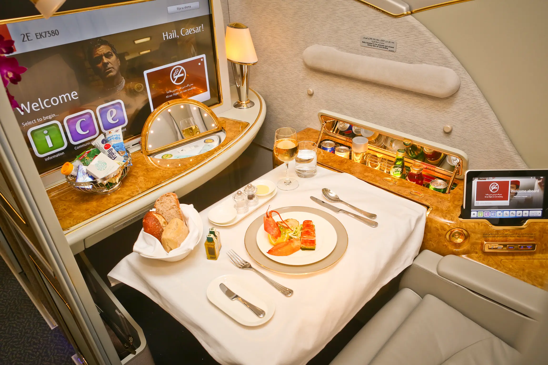 First class on Emirates.
