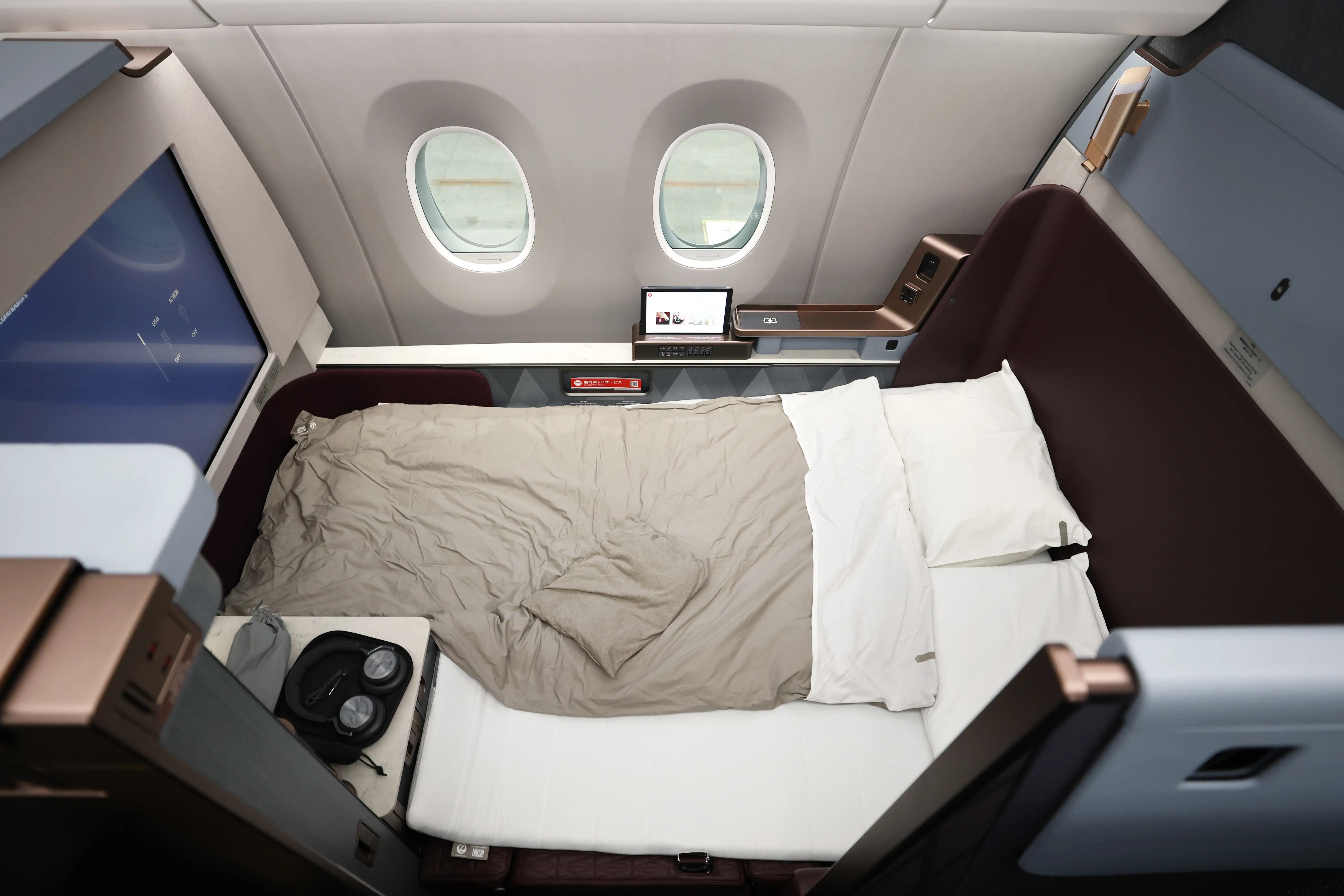 A first class suite of an Airbus SE A350-1000 aircraft operated by Japan Airlines
