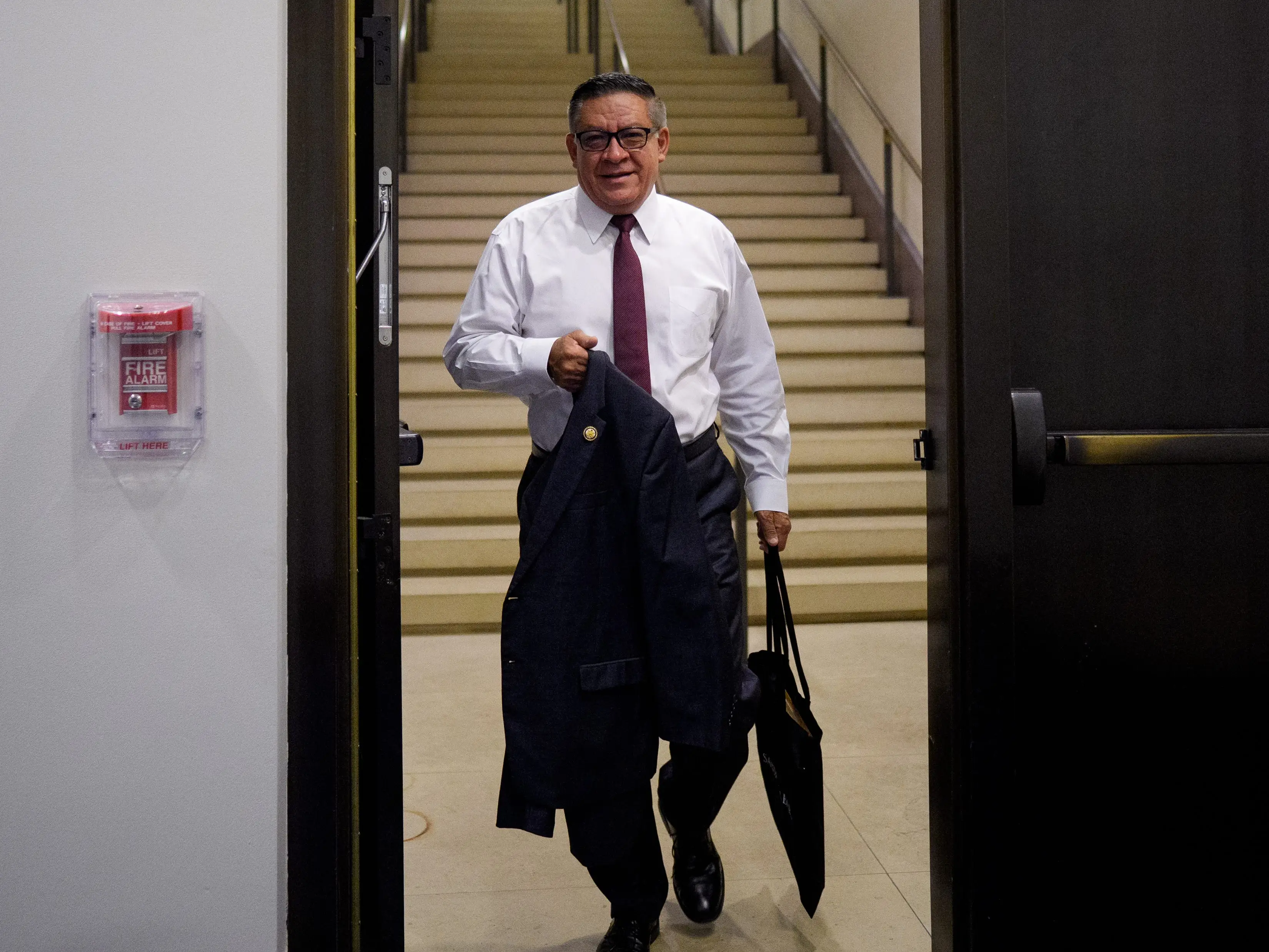 A man in a suit.