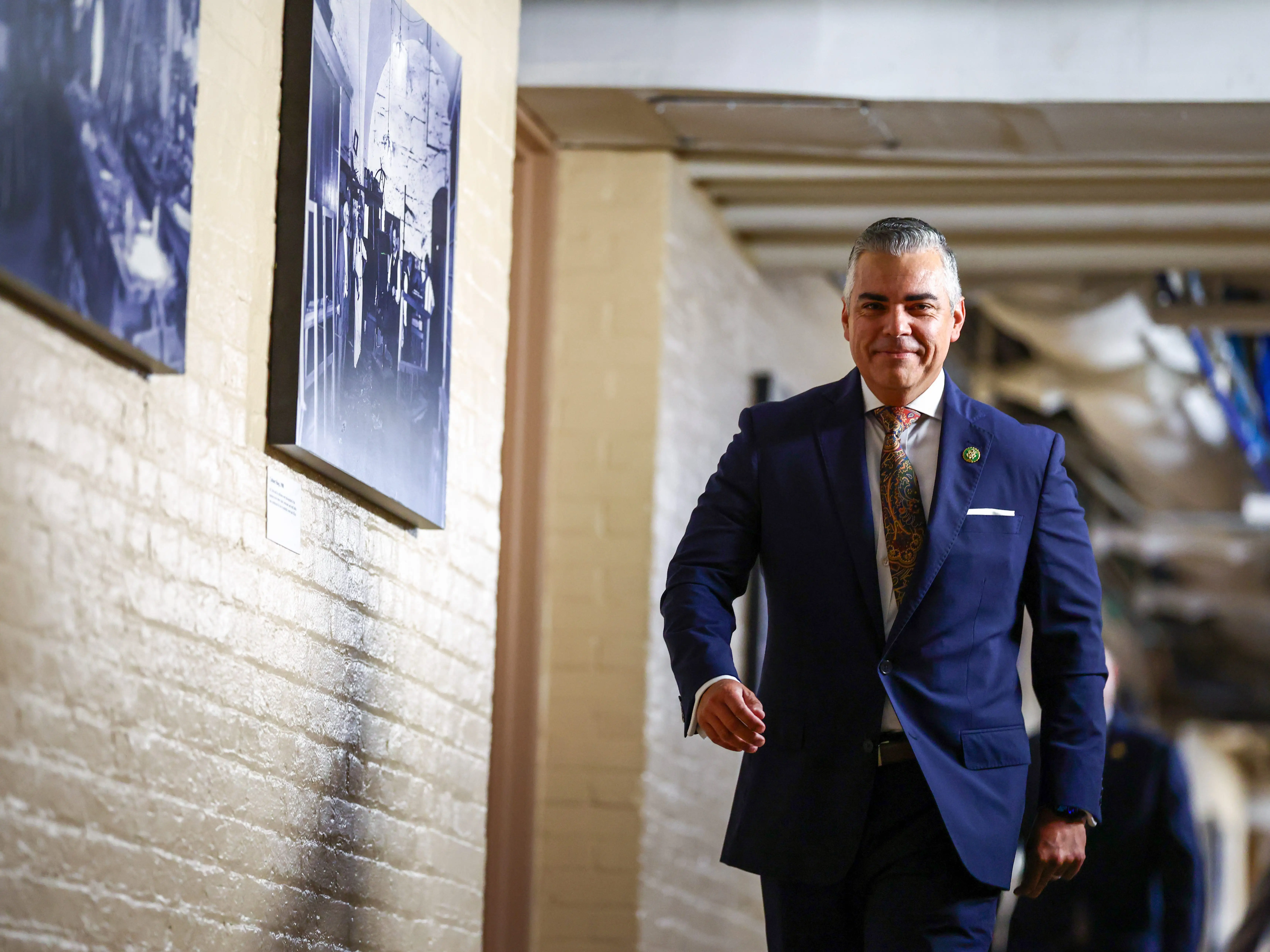 A man in a suit.