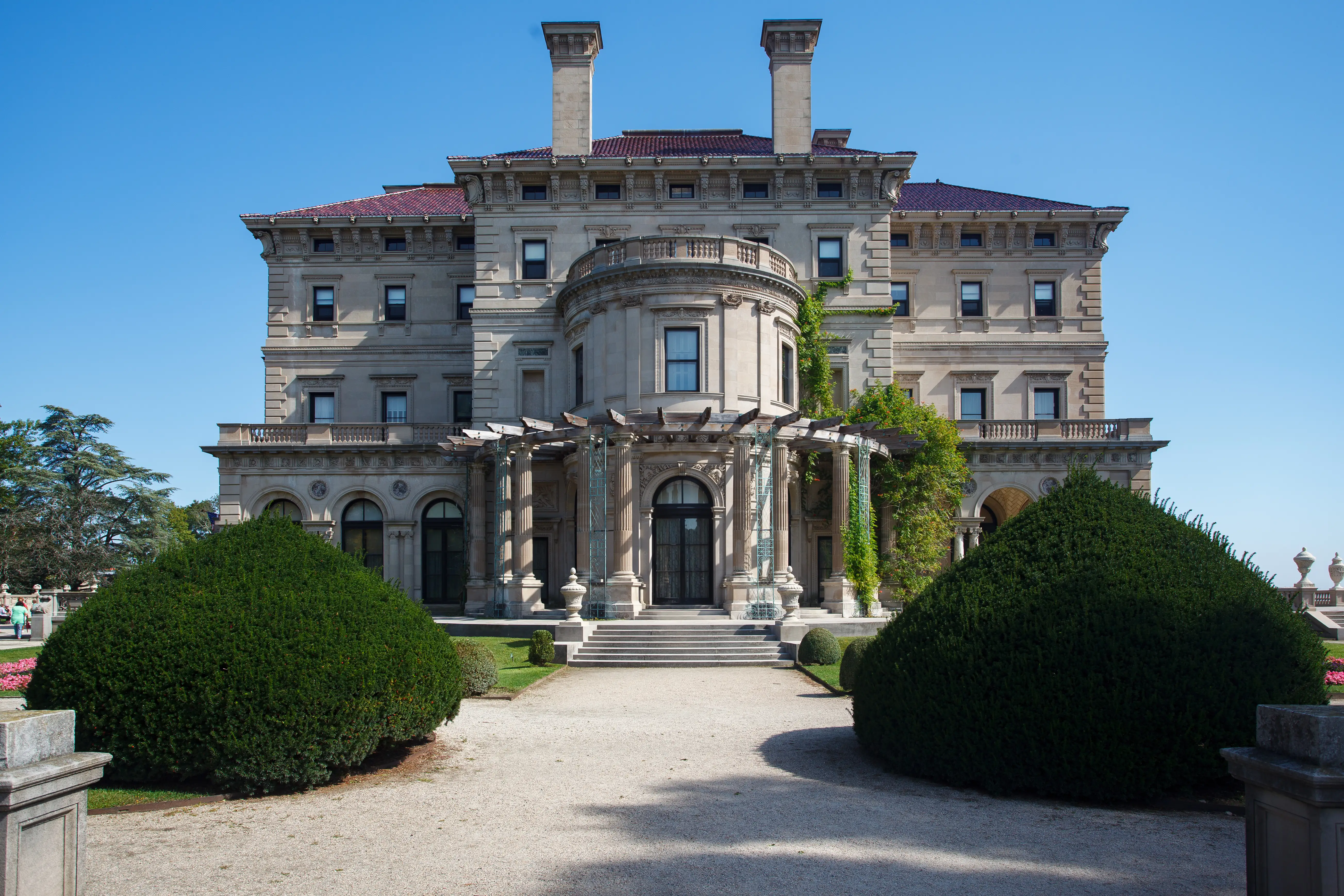 The Vanderbillt The Breakers mansion ornate facade in Newport, Rhode Island, USA
