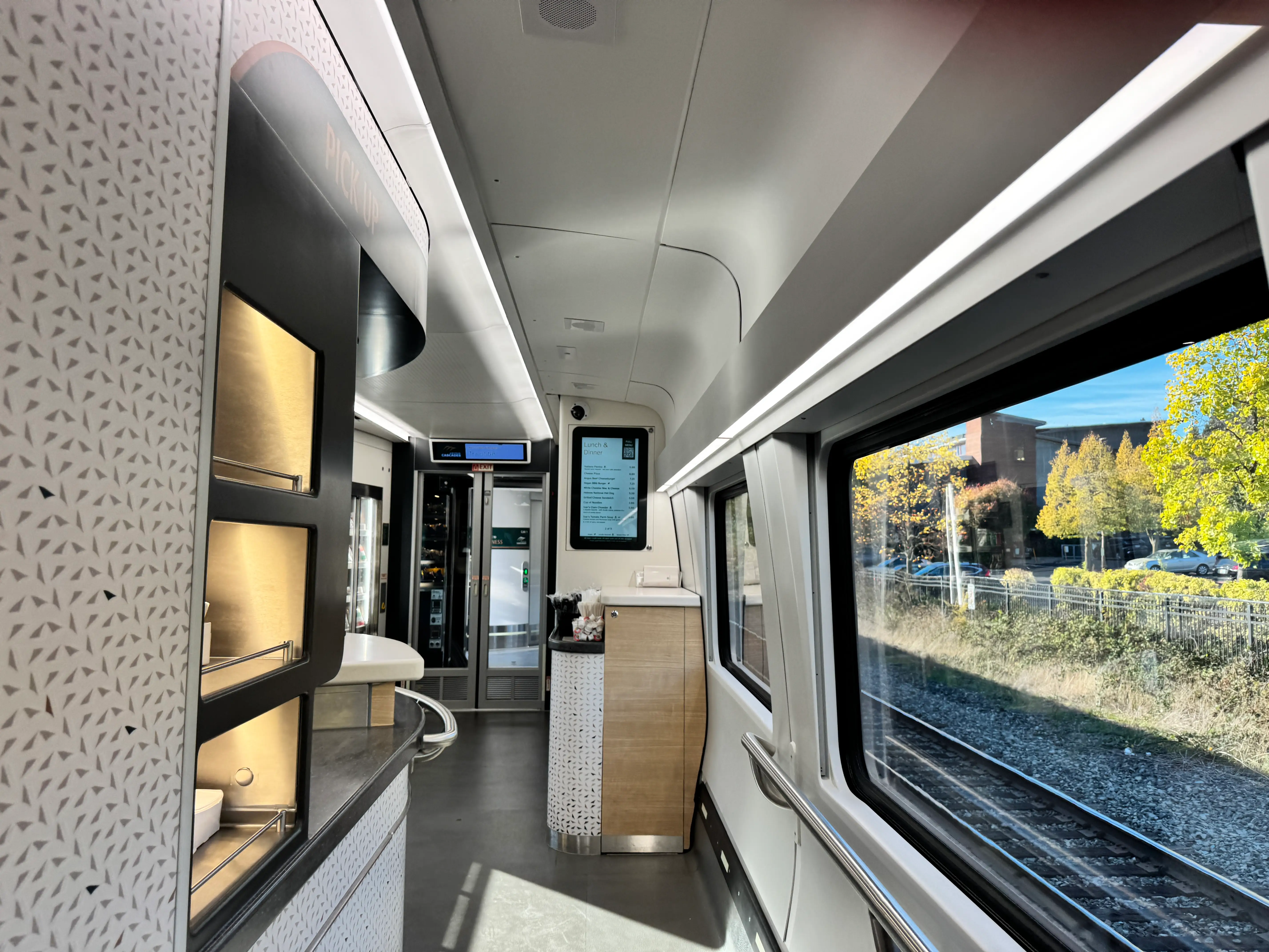 The inside of a modern train.