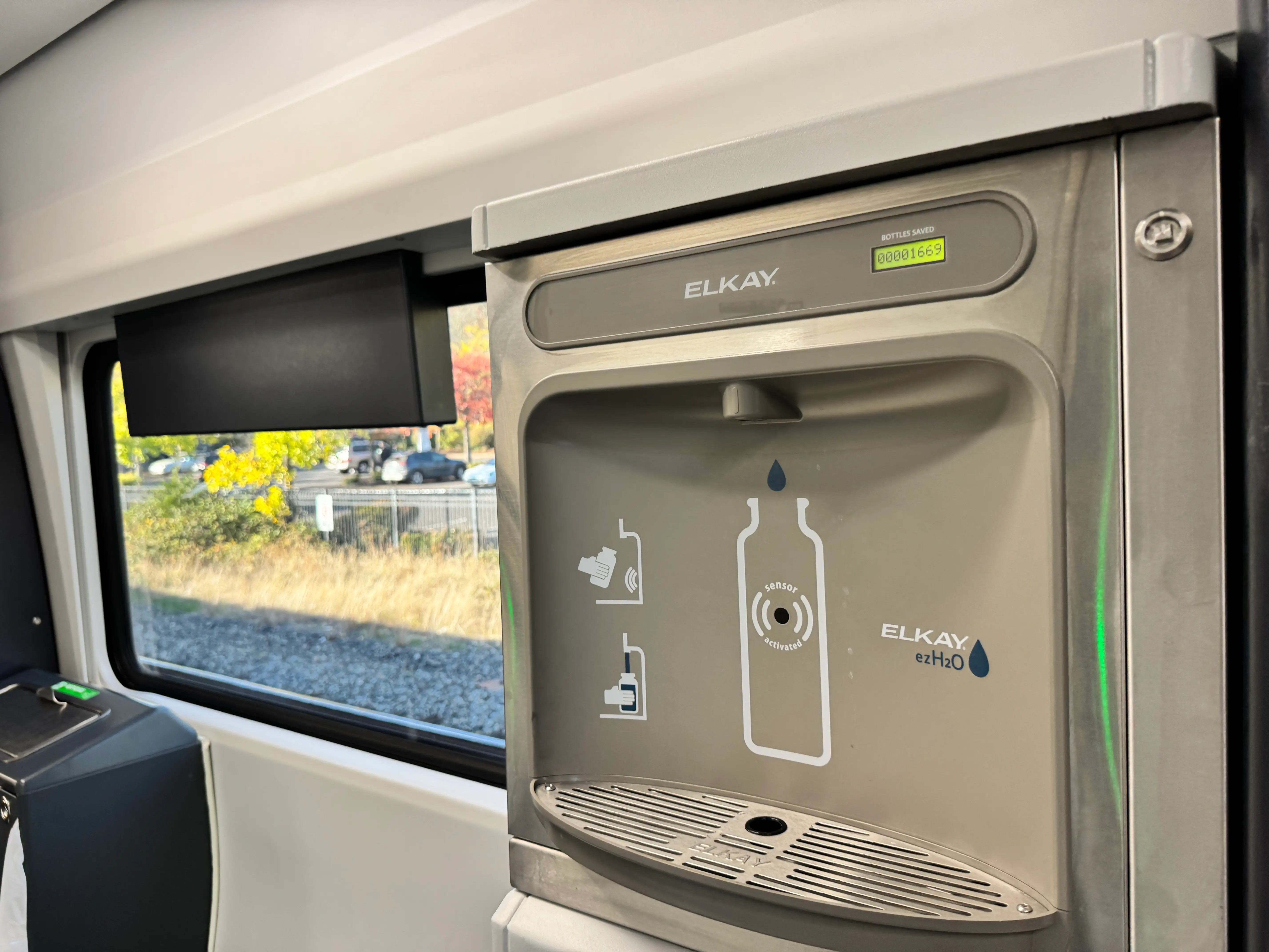 A water bottle filling station.