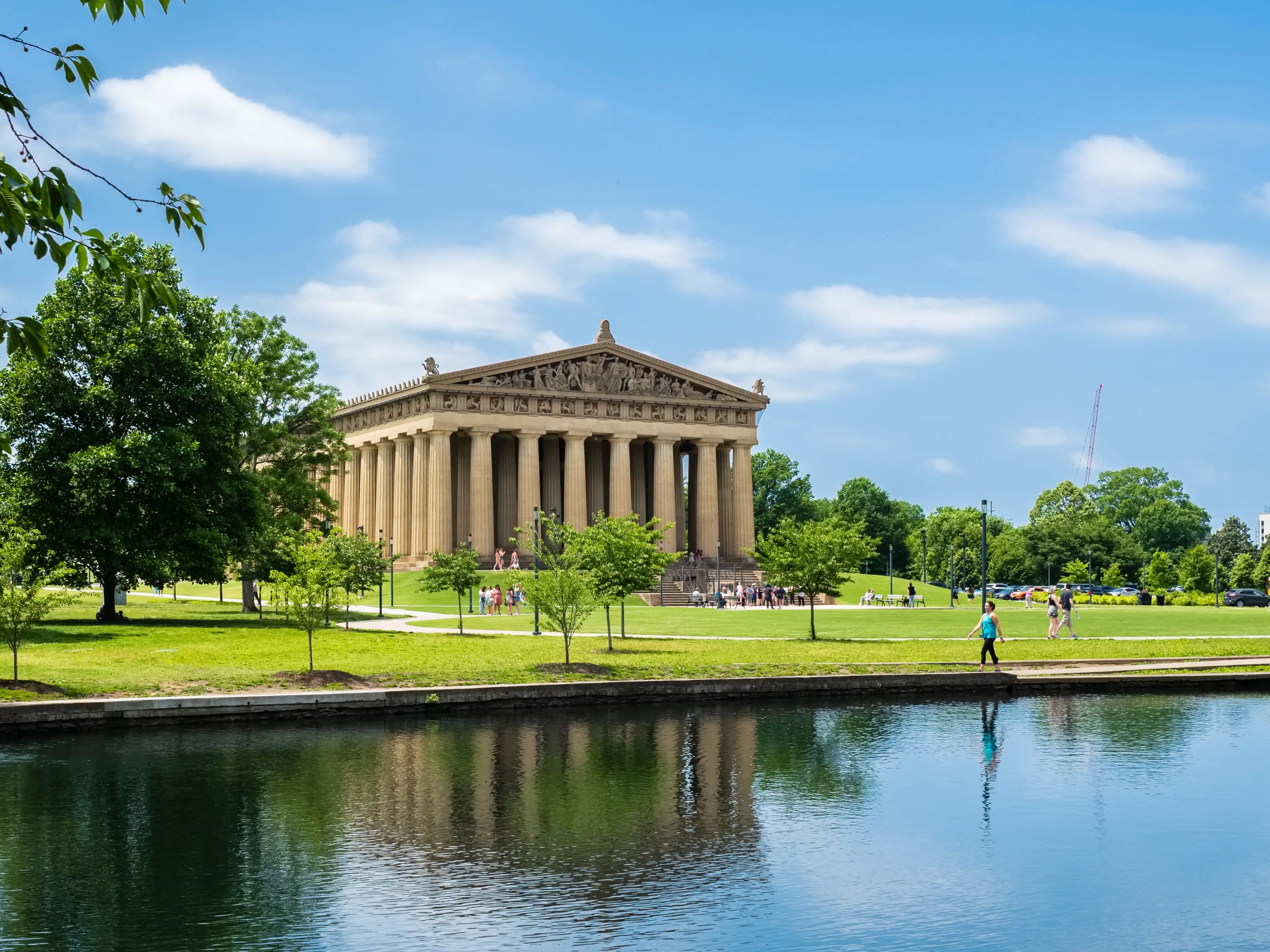 Nashville, Tennessee USA - May 10, 2023: Popular Centennial Park with the Parthenon replica located in the west end district