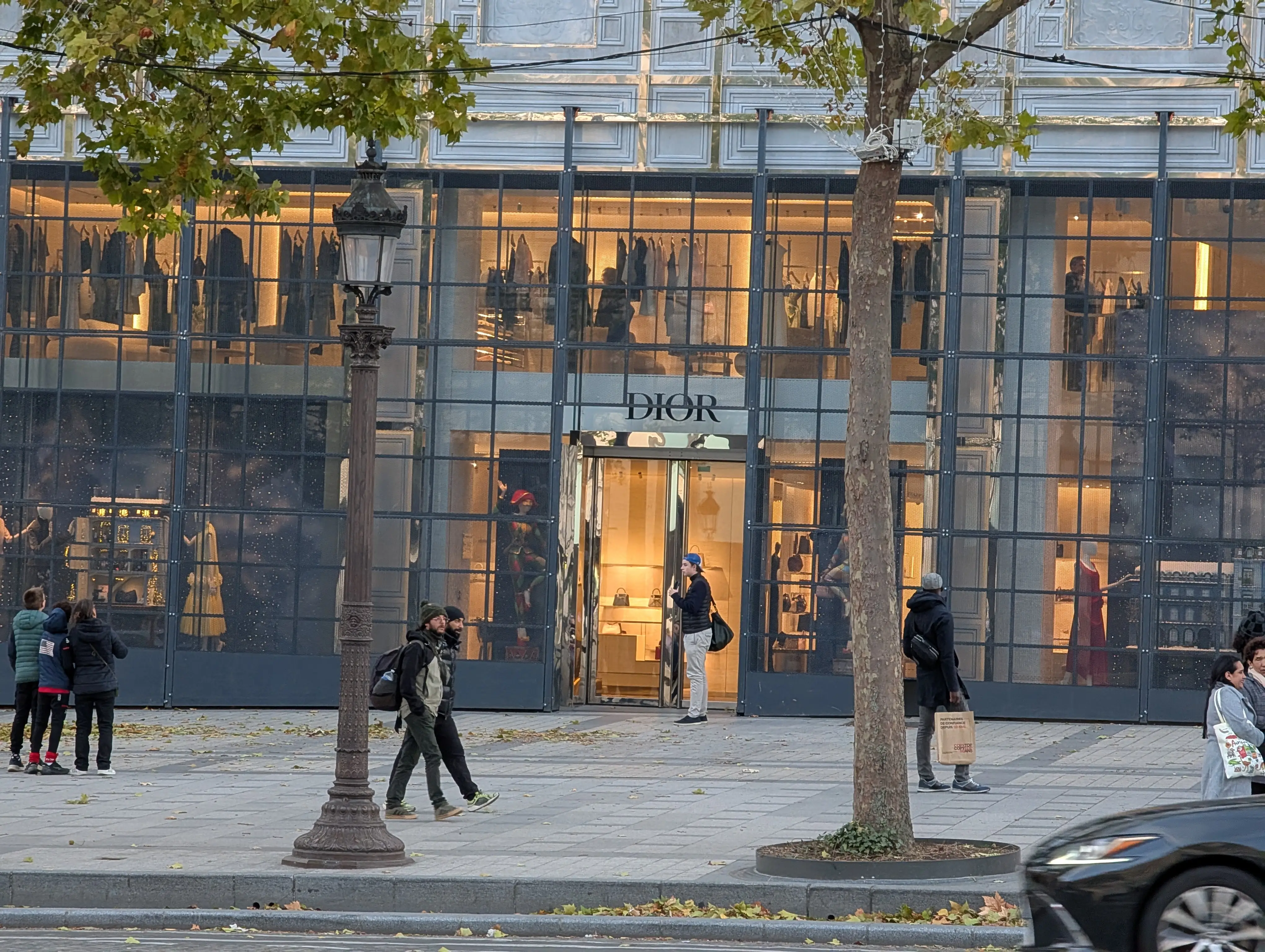 Metal scaffolding outside the Dior store