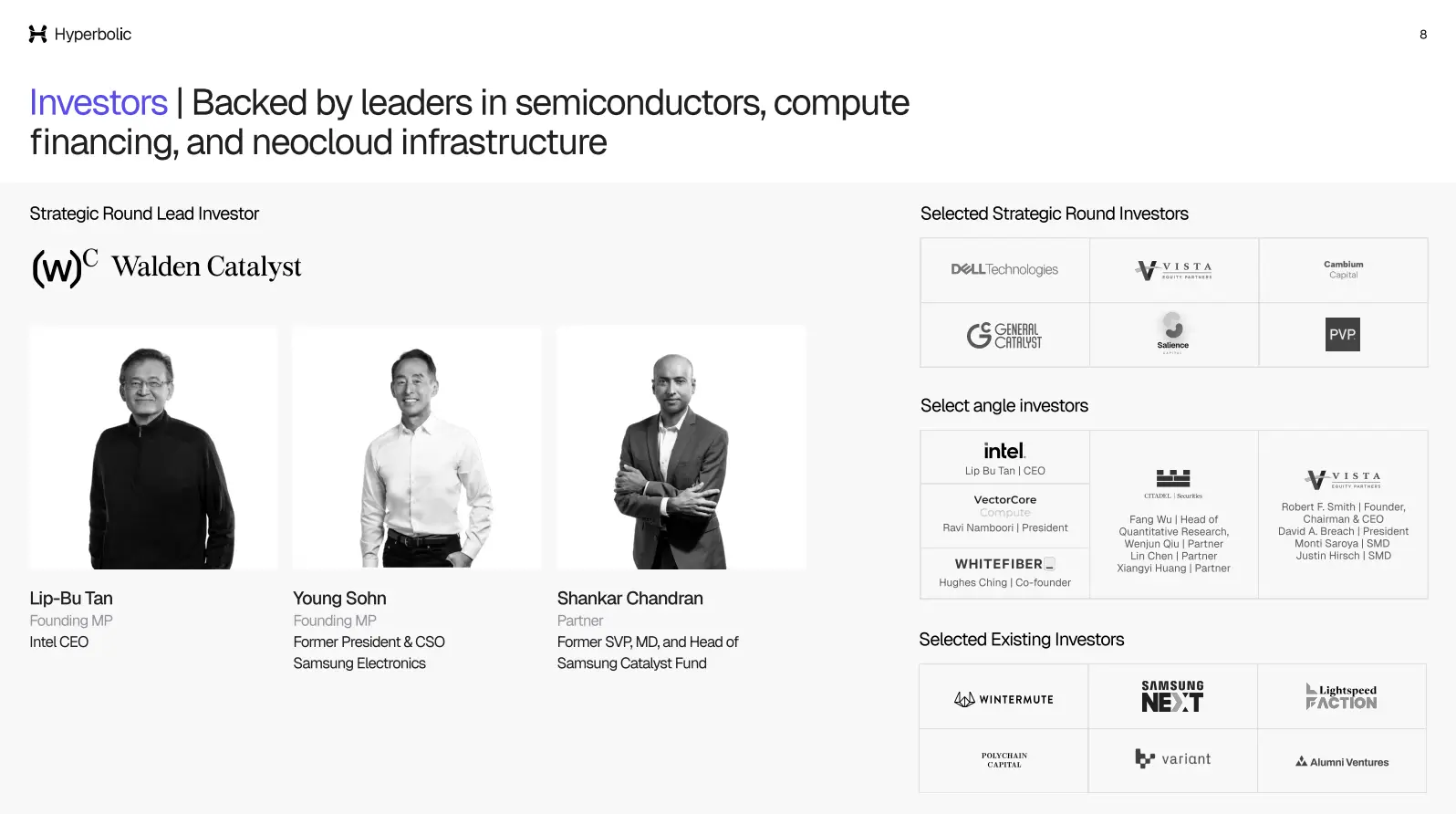 Investors / Backed by leaders in semiconductors, compute financing, and neocloud infrastructure