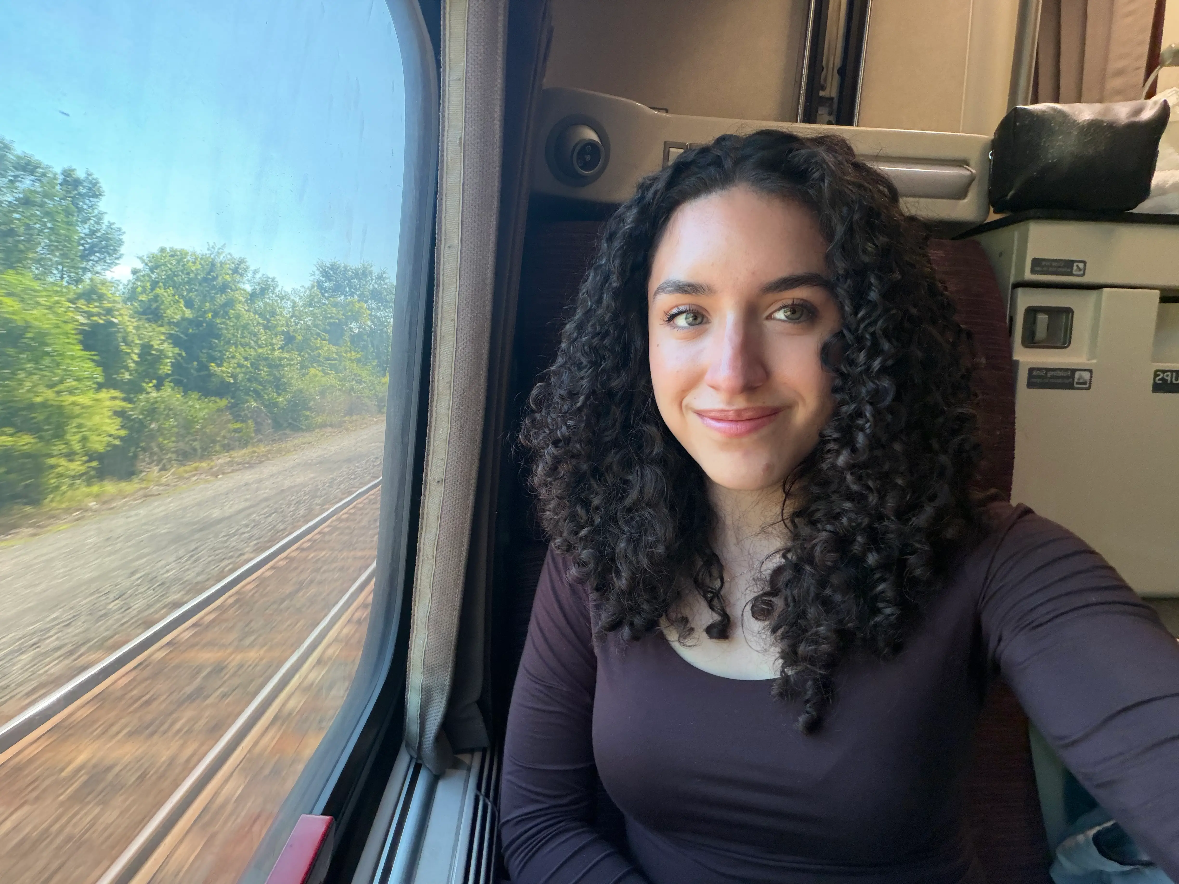 Author aboard Amtrak train